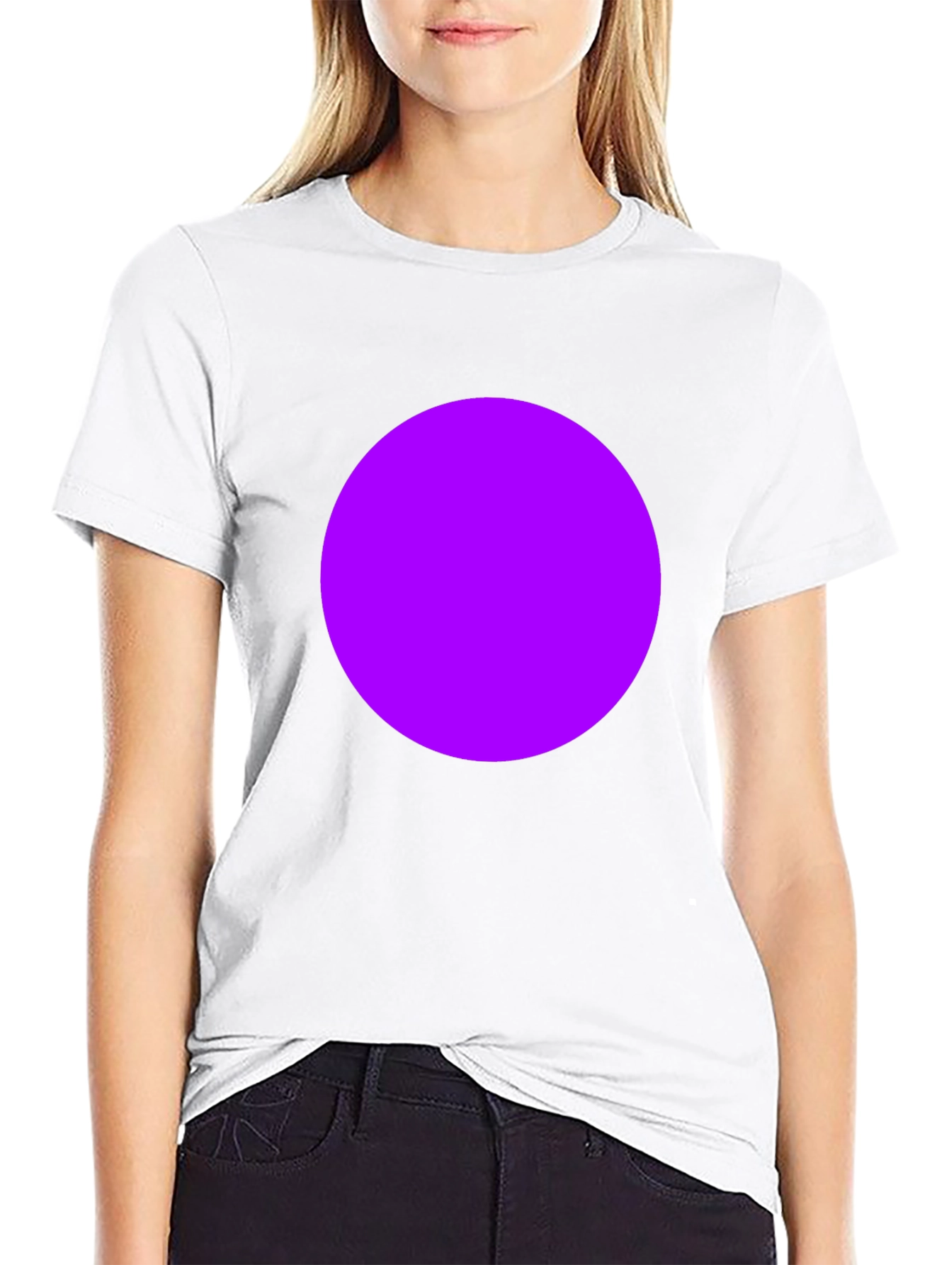 Black Men's Black T-Shirt with Bold Purple Circle Design view 9