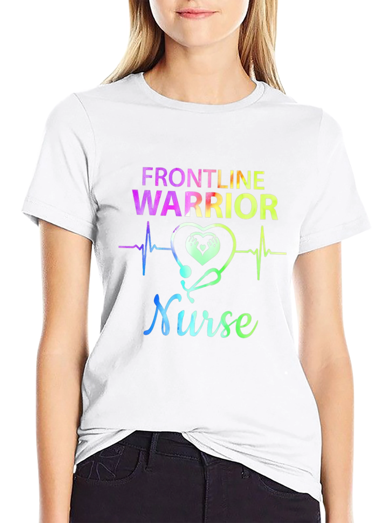 Black Frontline Warrior Nurse Graphic Tee - Unisex view 9