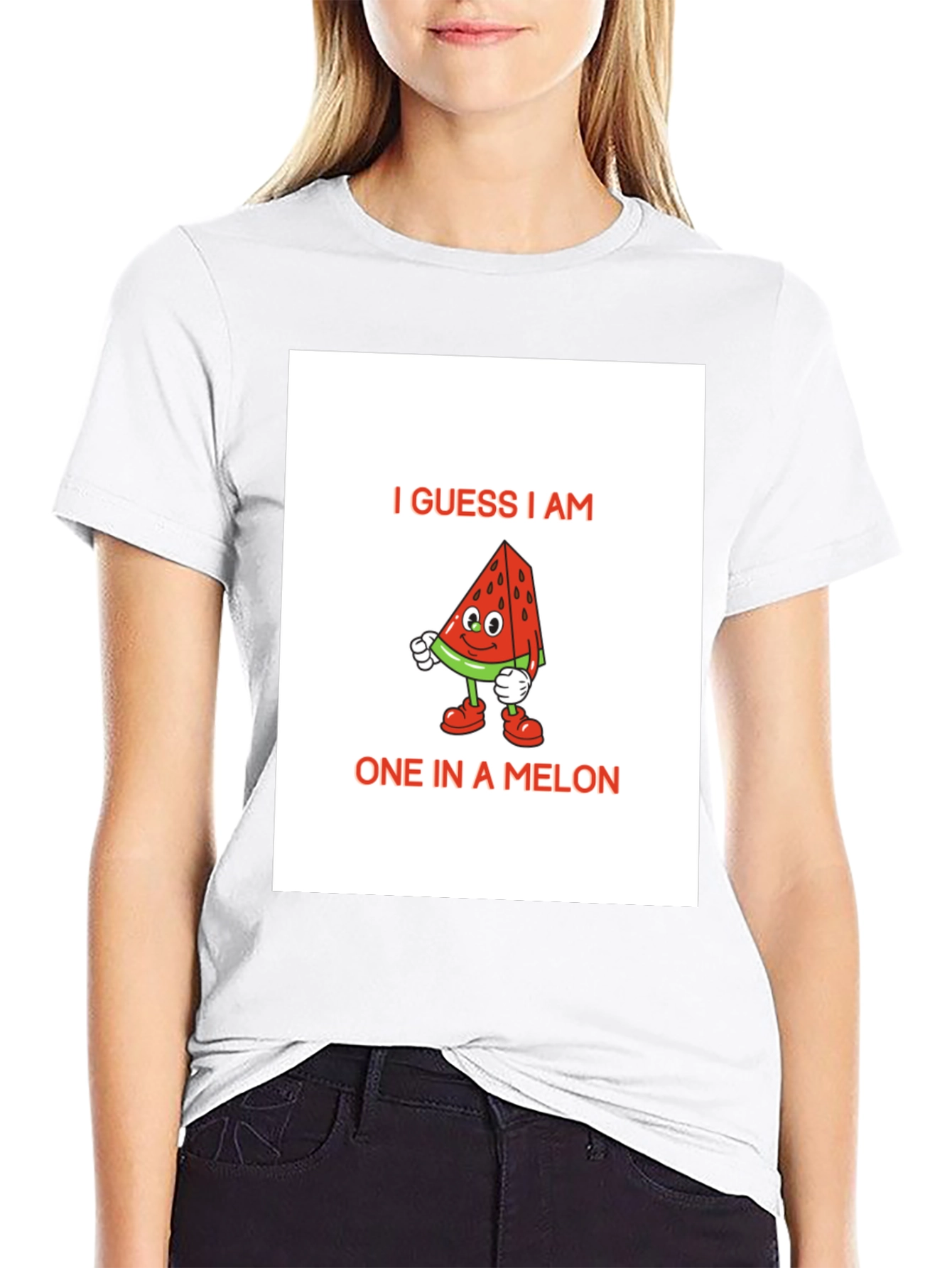 Black One in a Melon Graphic T-Shirt - Novelty Fruit Tee view 9