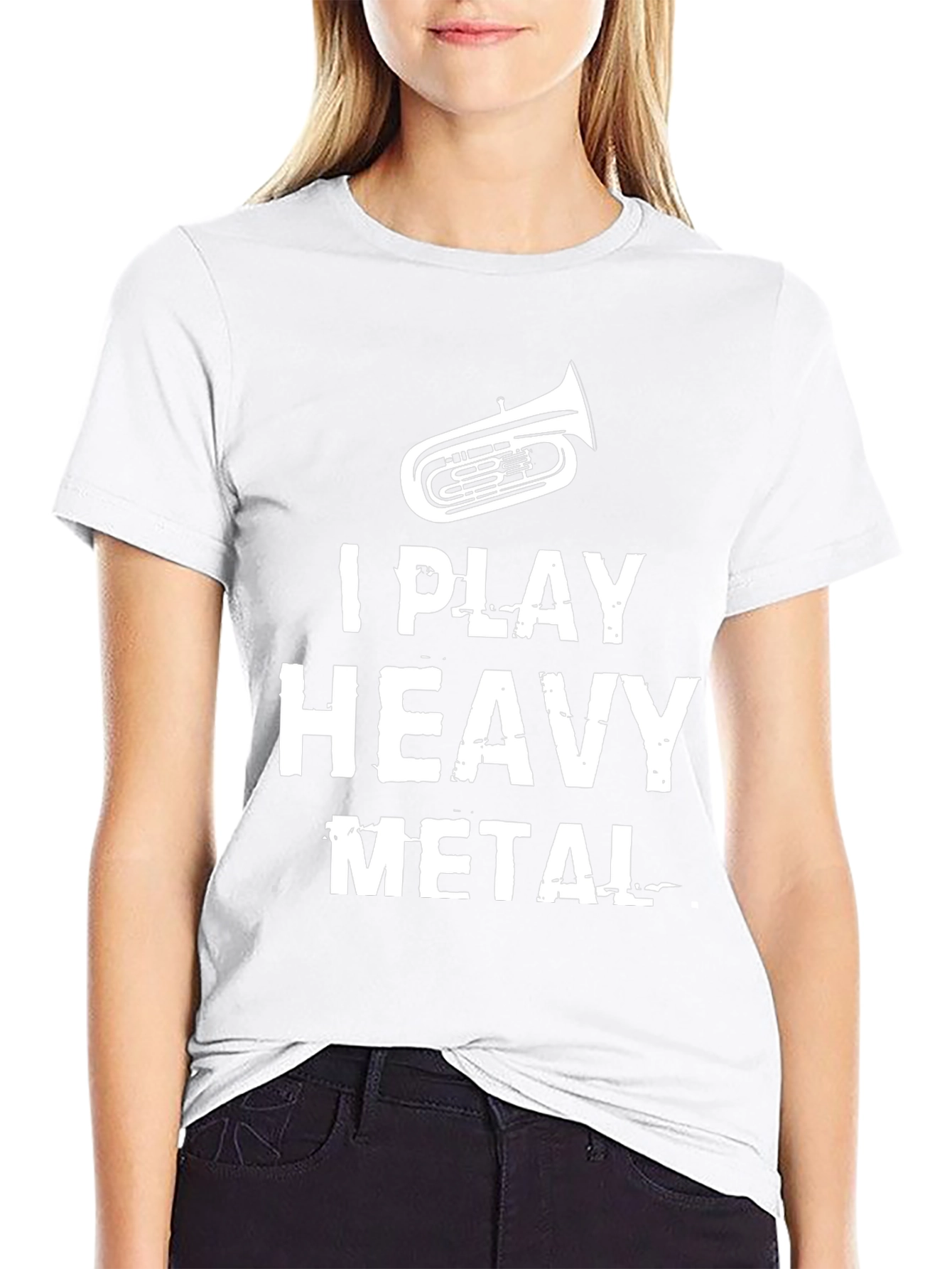 Black I Play Heavy Metal Tuba T-Shirt view 9