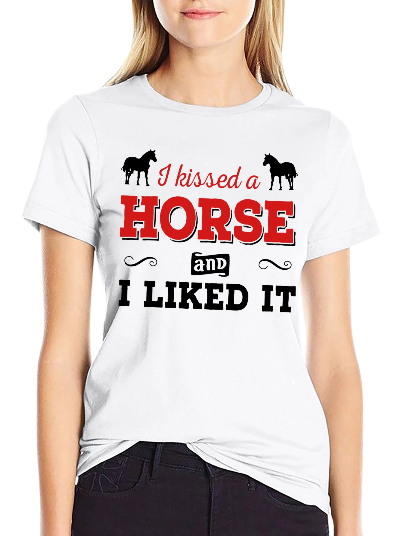 Black I Kissed a Horse T-Shirt - Unisex Graphic Tee view 9