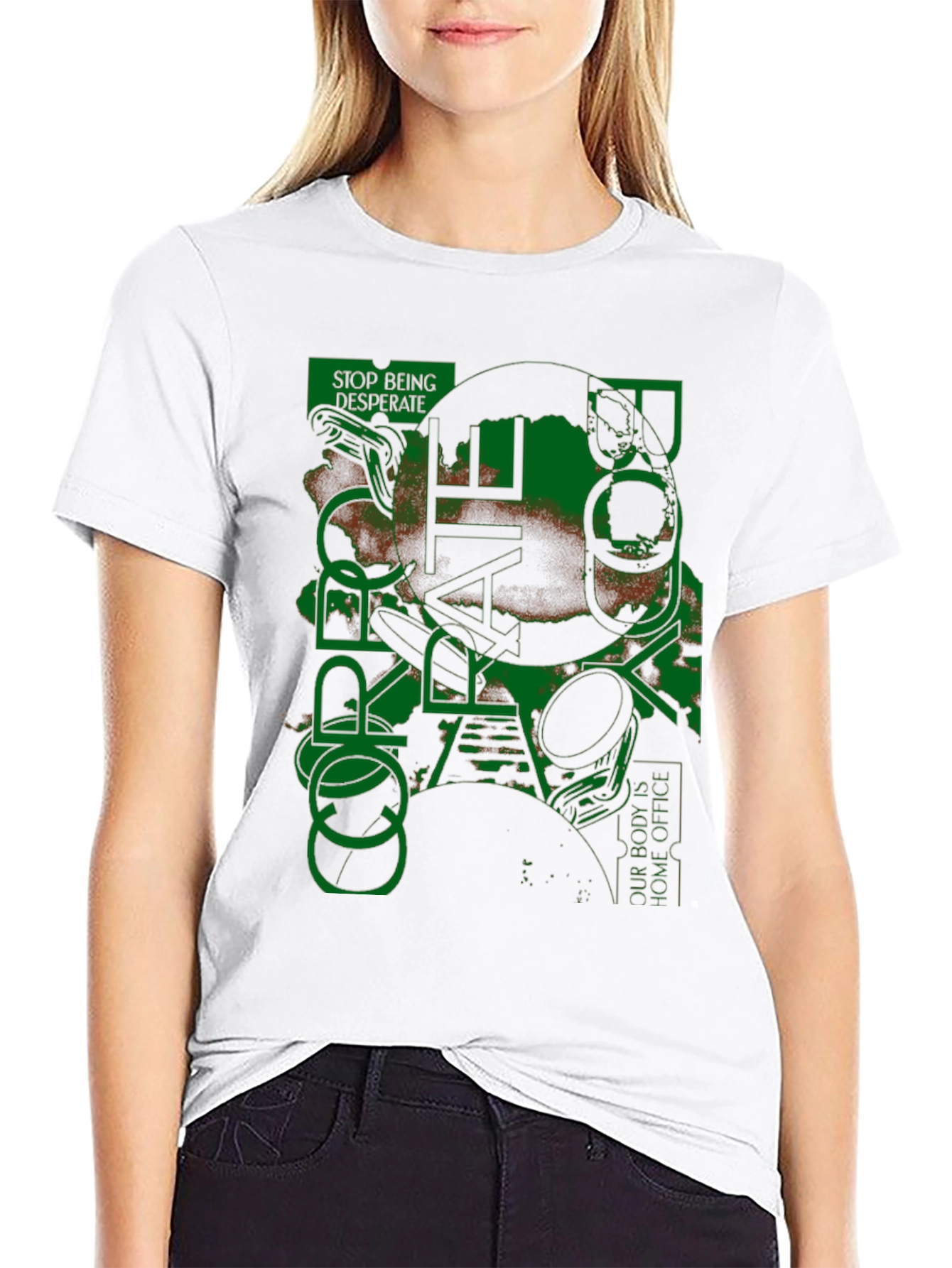 Black Abstract Graphic Tee - Stop Being Desperate T-Shirt view 9