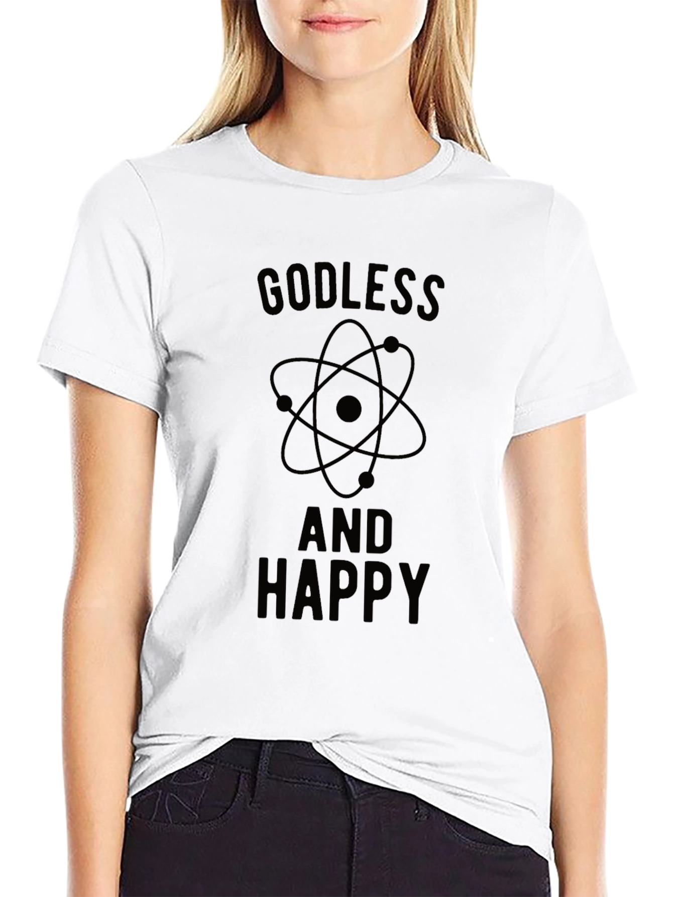 Black Godless And Happy Graphic Tee view 9