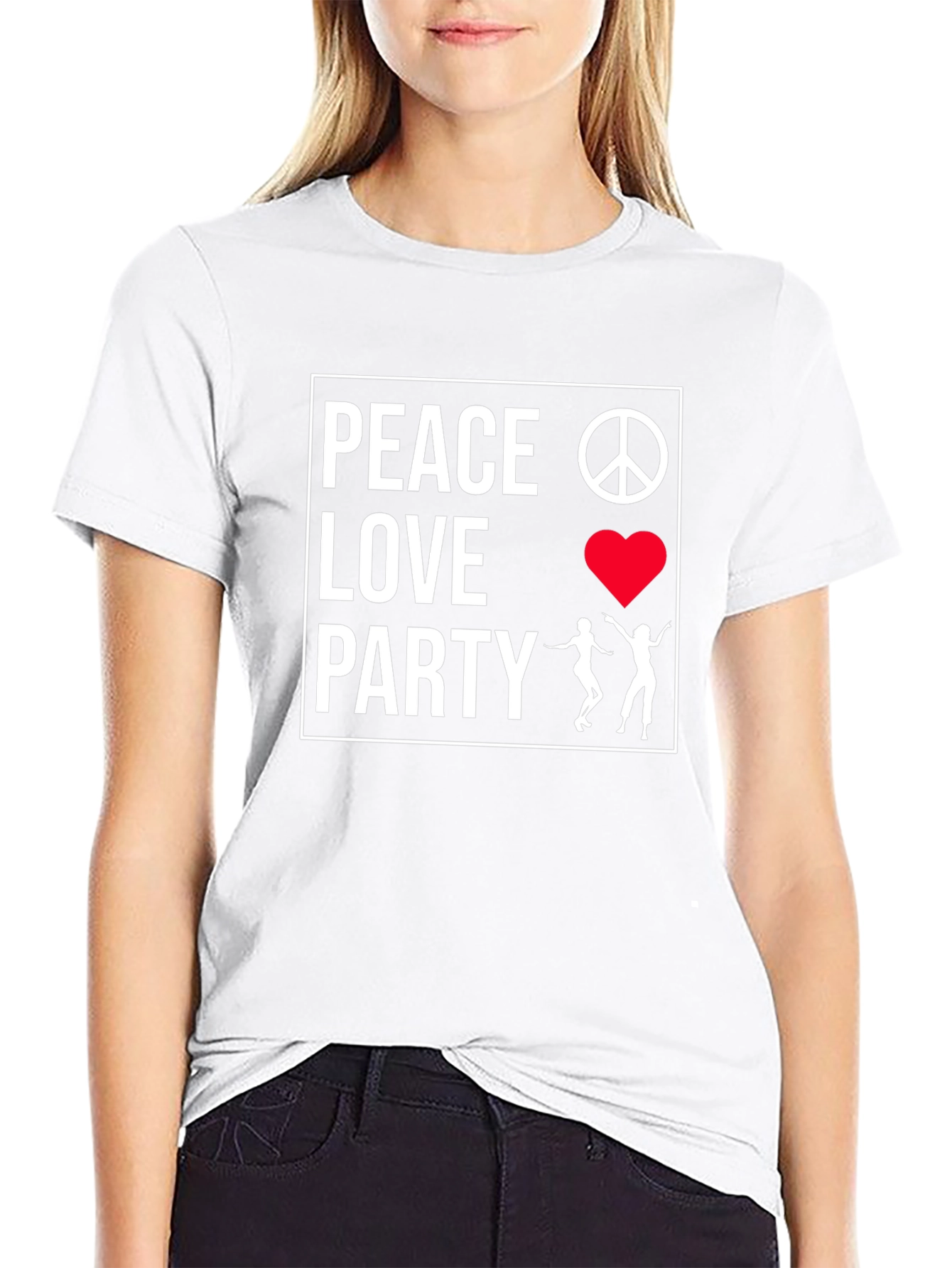 Black Peace Love Party Graphic Tee - Black view 9