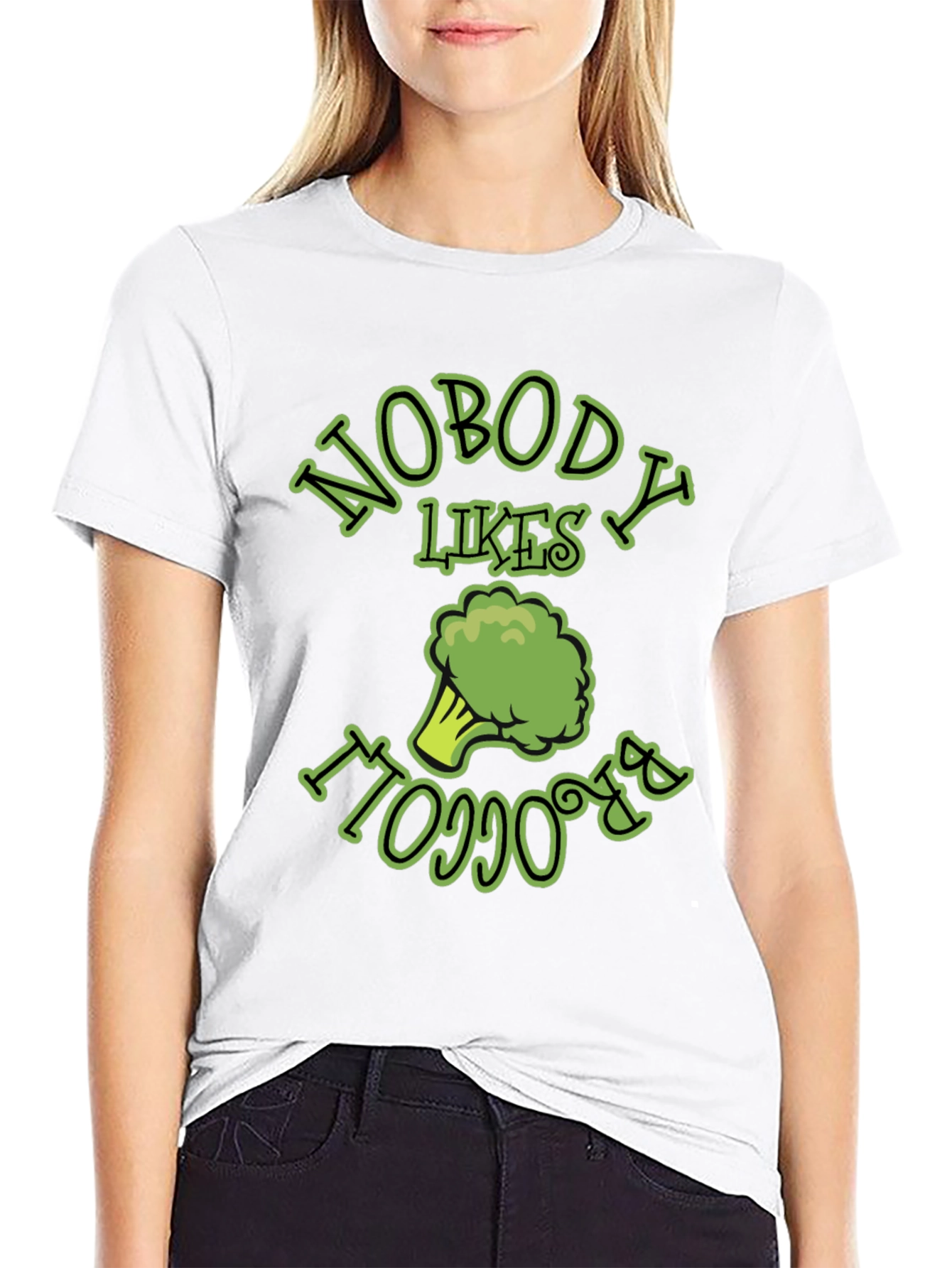 Black Nobody Likes Broccoli T-Shirt Funny Vegan Humor Tee view 9