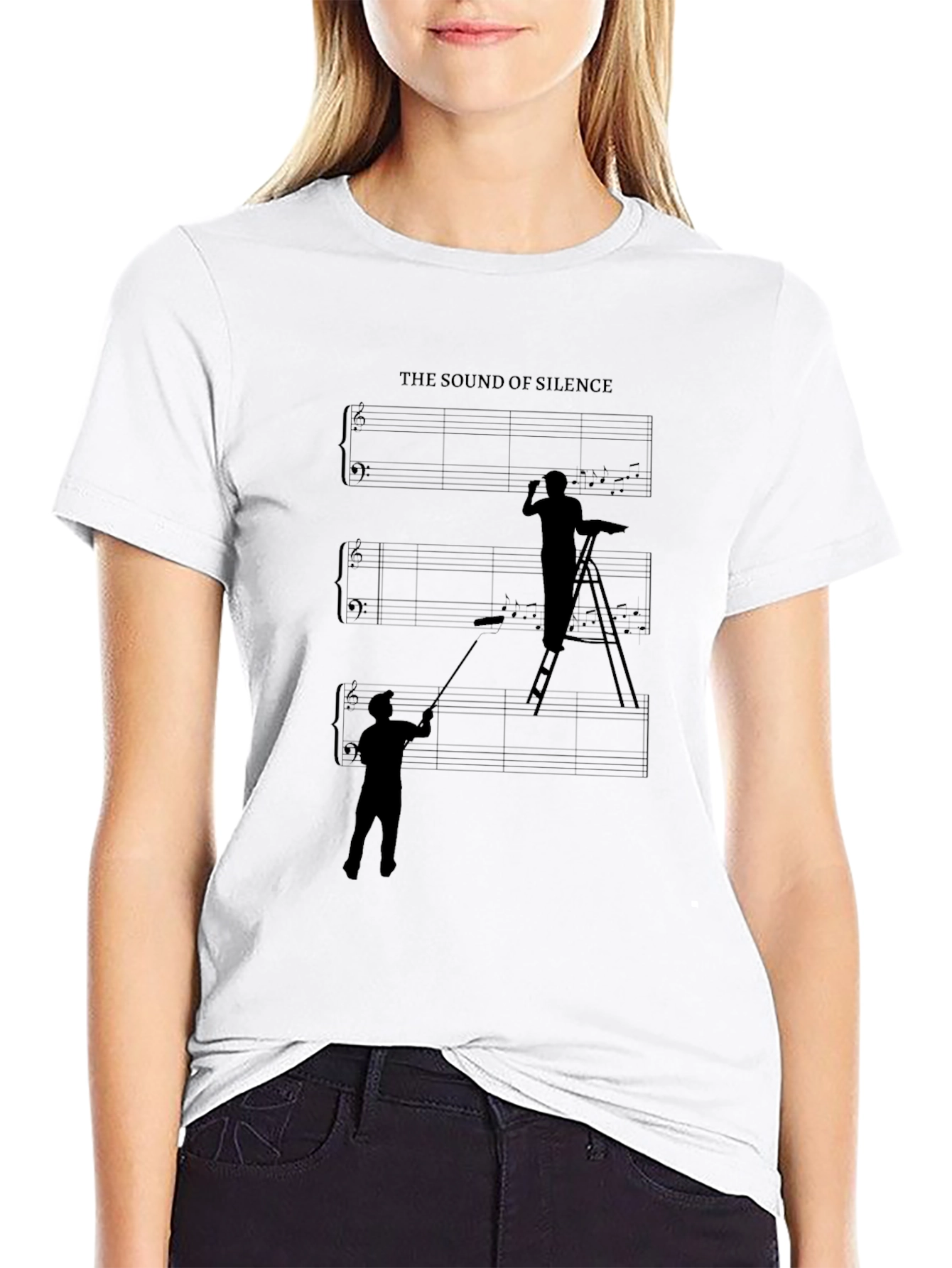 Black The Sound of Silence Graphic T-Shirt - Painter Theme view 9