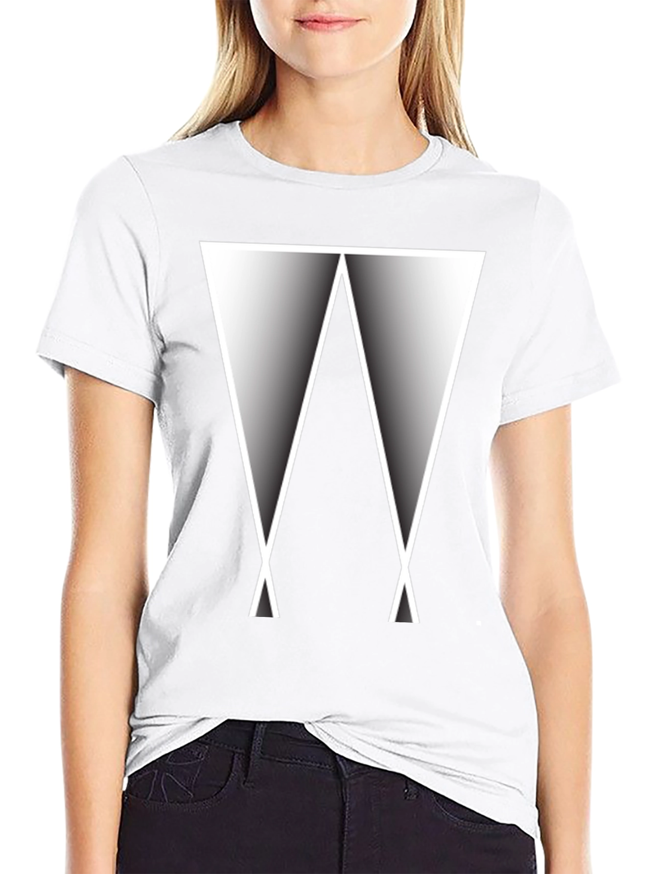 Black Abstract Triangle Graphic Tee - Modern Black T-Shirt view 9