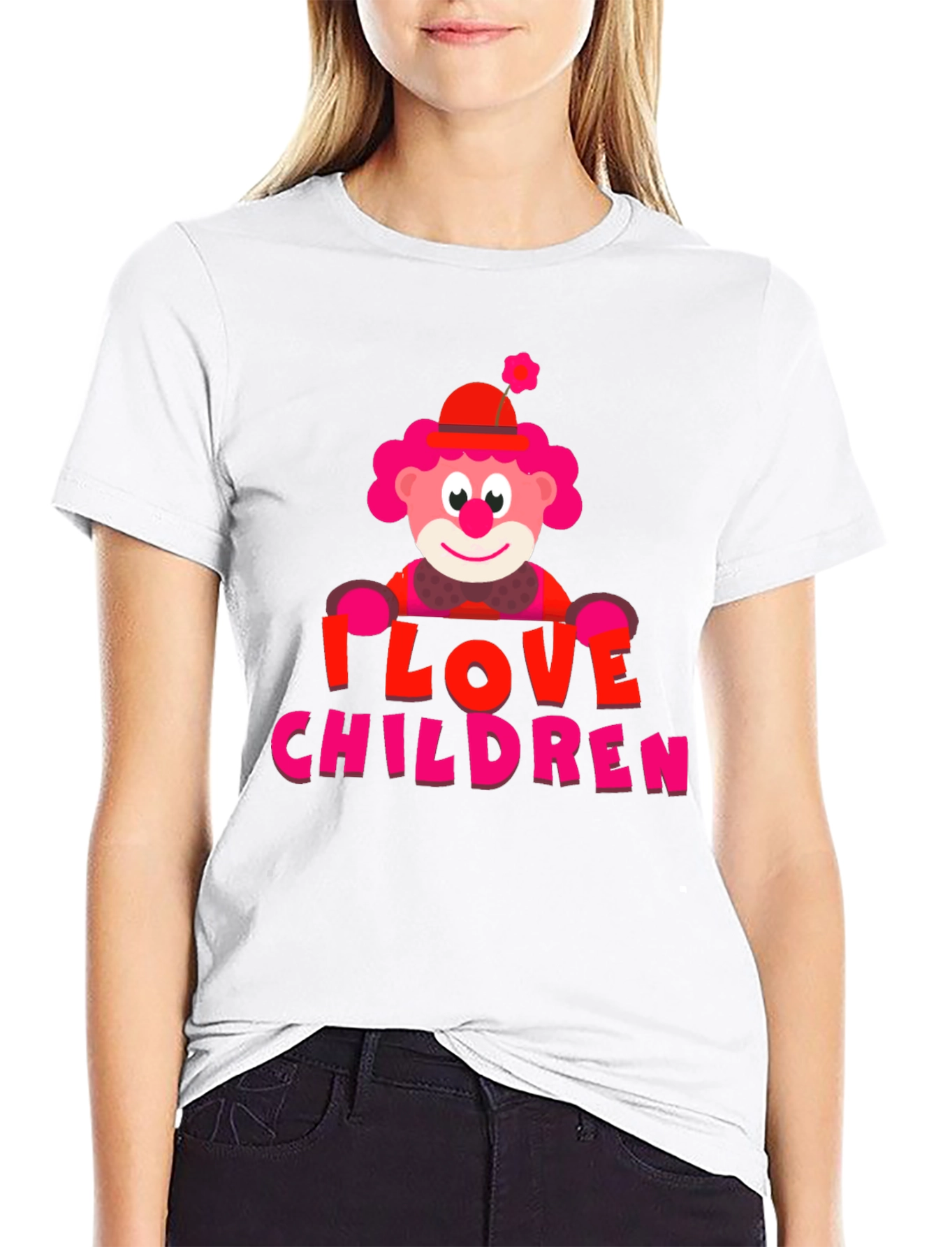 Black I Love Children Clown Graphic T-Shirt view 9