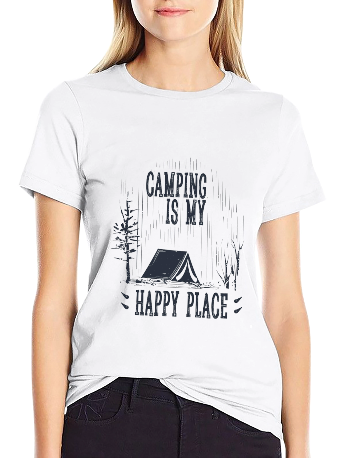 Black Camping is My Happy Place Black T-Shirt view 9