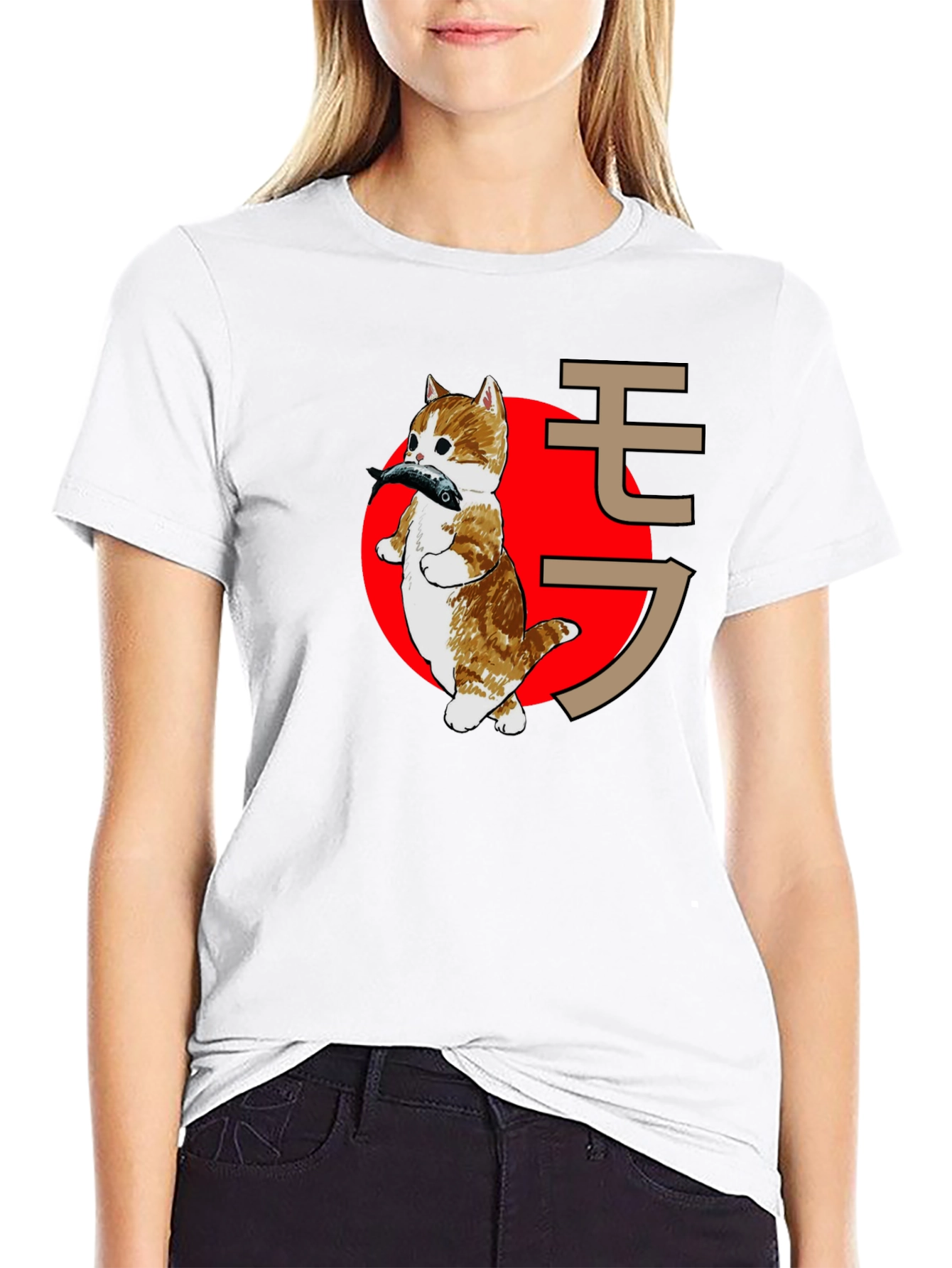 Black Cat With Fish T-Shirt - Japanese Style Graphic Tee view 9