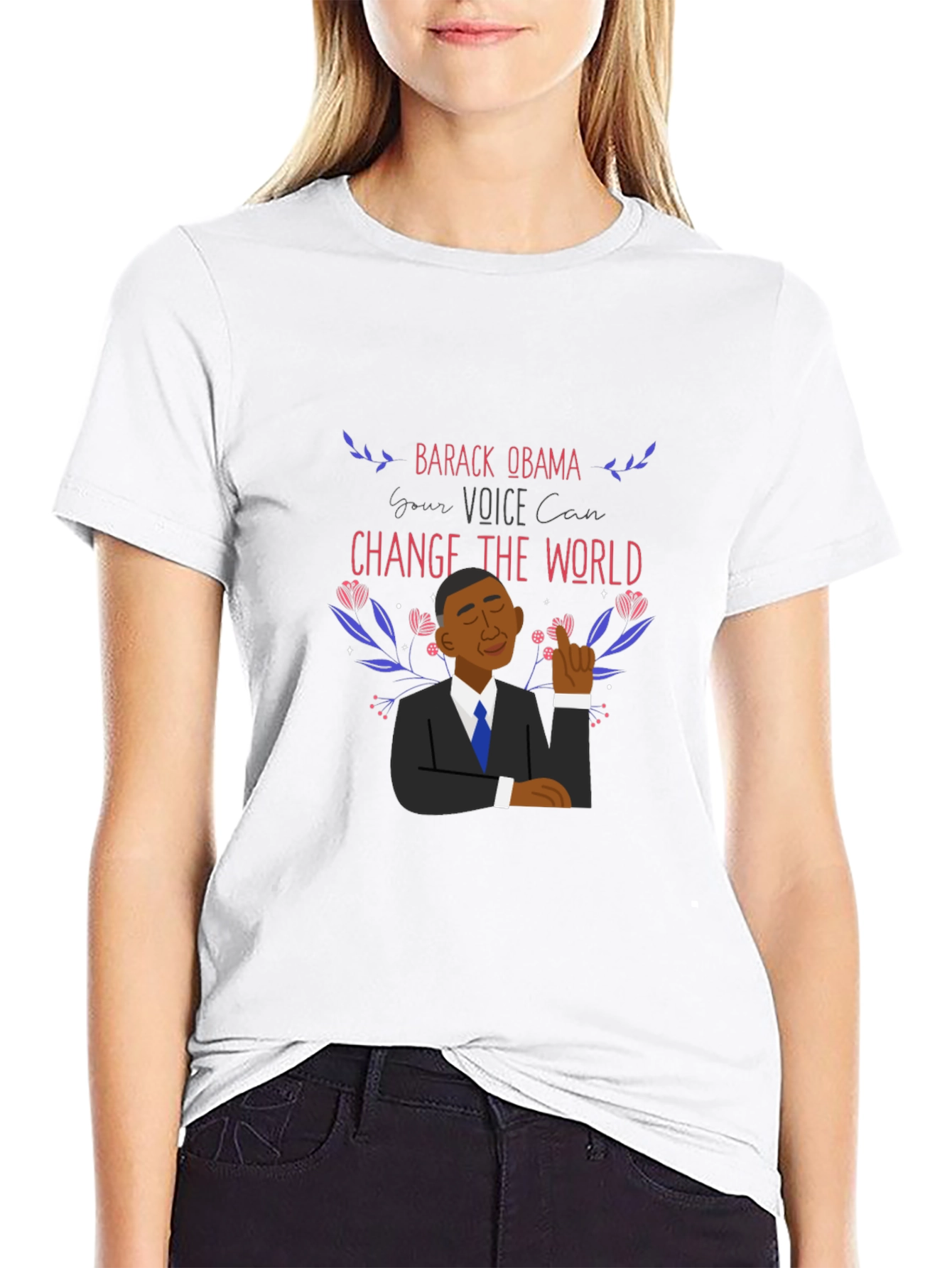 Black Barack Obama Change The World Graphic T-Shirt view 9