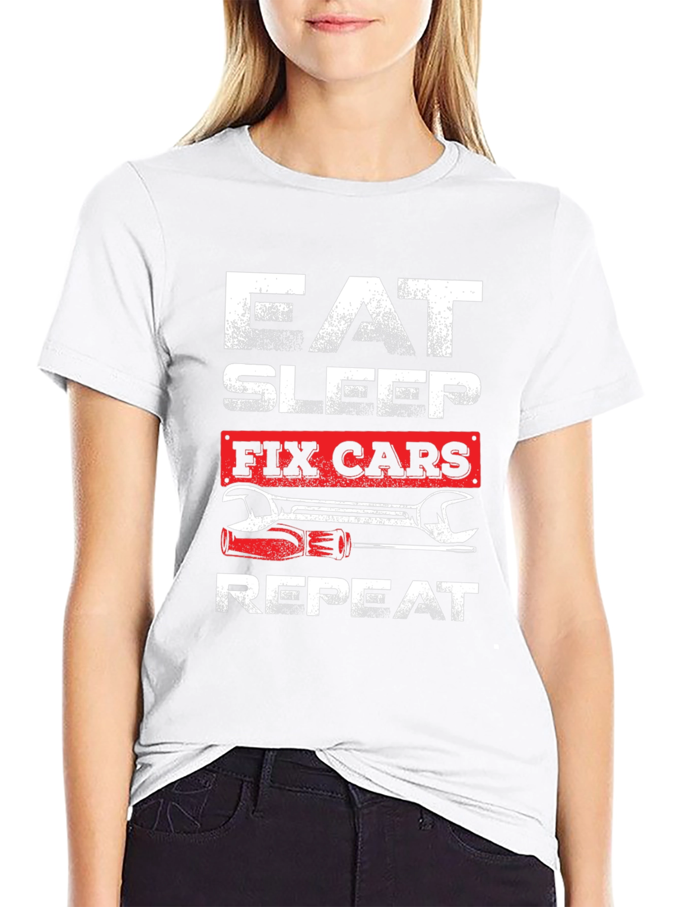 Eat Sleep Fix Cars Repeat Graphic T-Shirt - 9