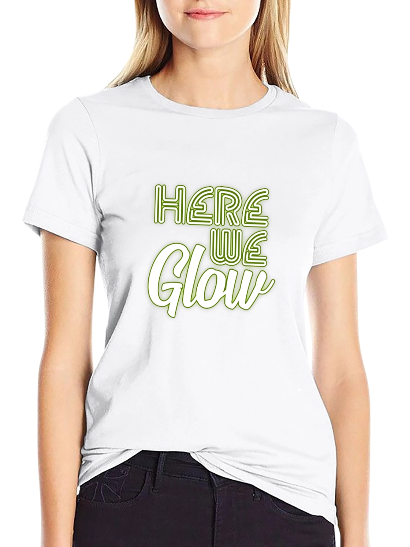 Black Here We Glow Graphic Tee - Soft Cotton Blend view 9