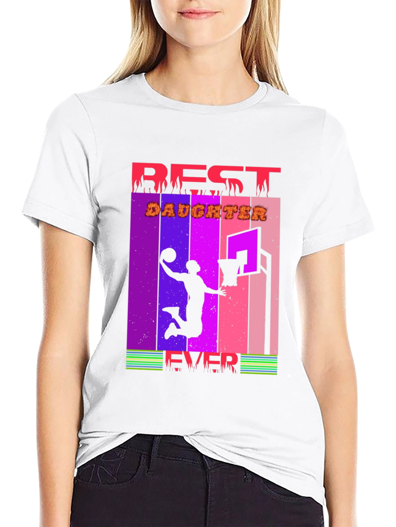 Black Best Daughter Ever Basketball Graphic T-Shirt view 9