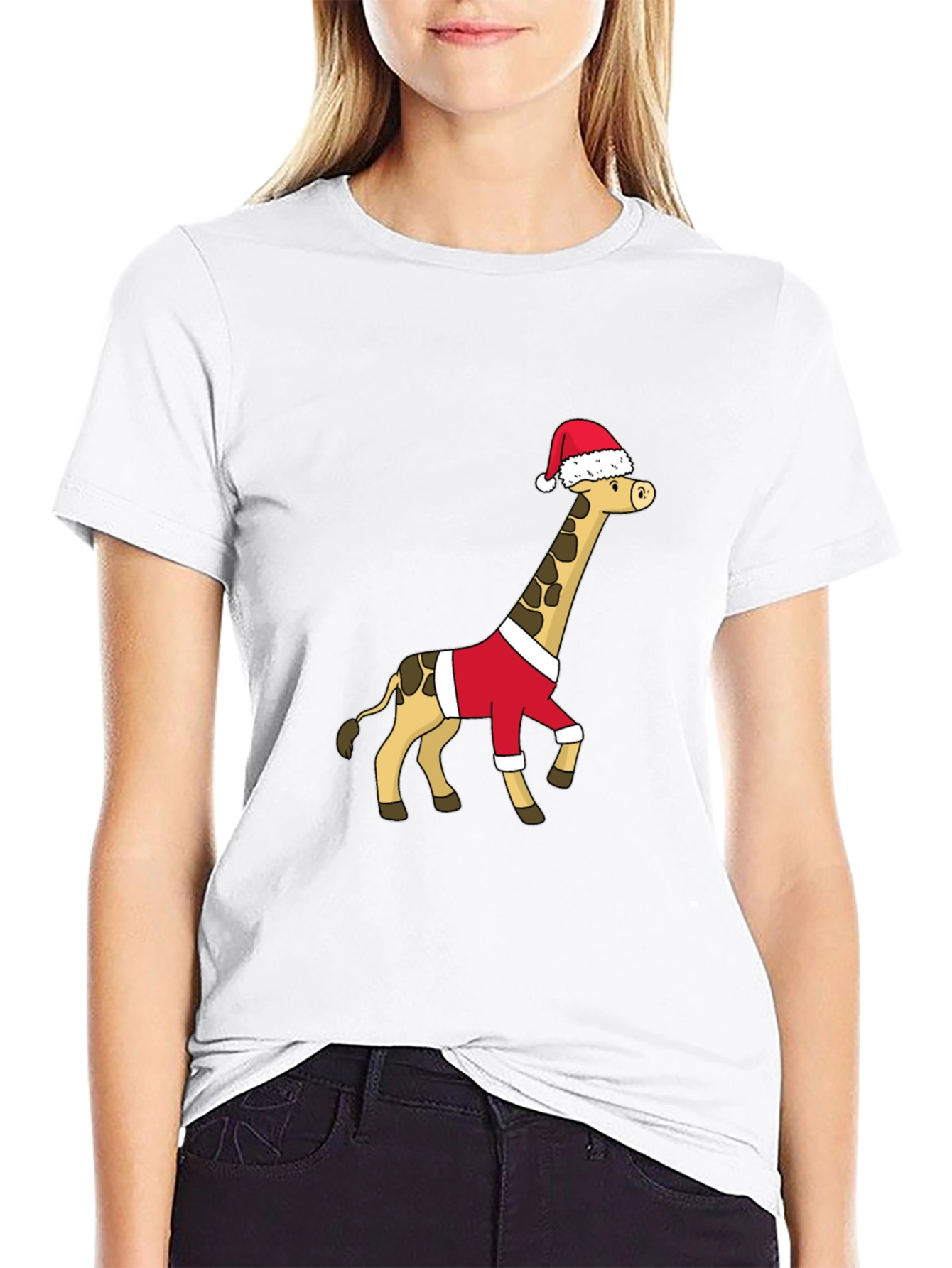 Black Festive Giraffe Santa Shirt - Holiday Cheer view 9