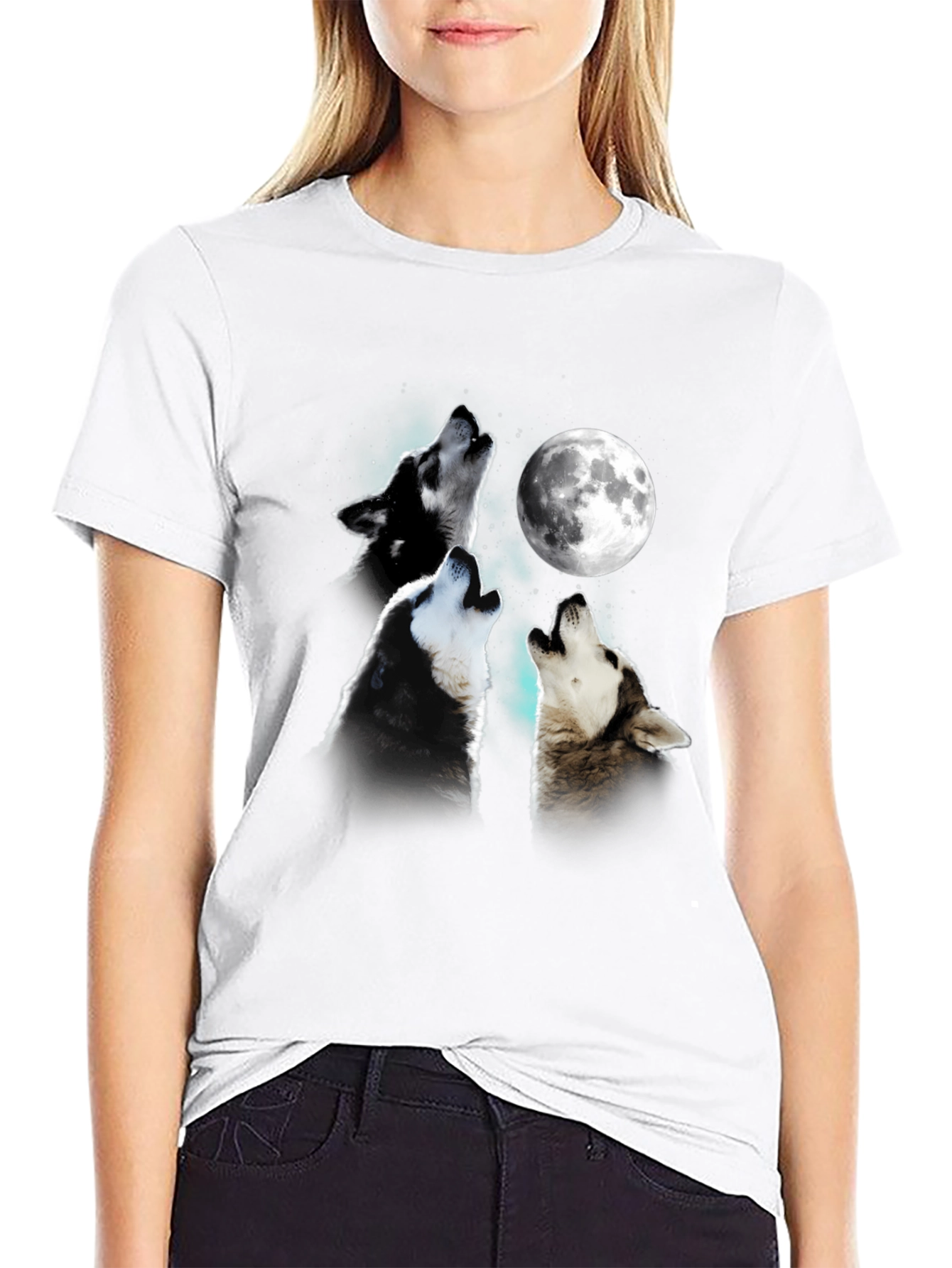 Black Wolf Moon T-Shirt - Unique Graphic Tee view 9