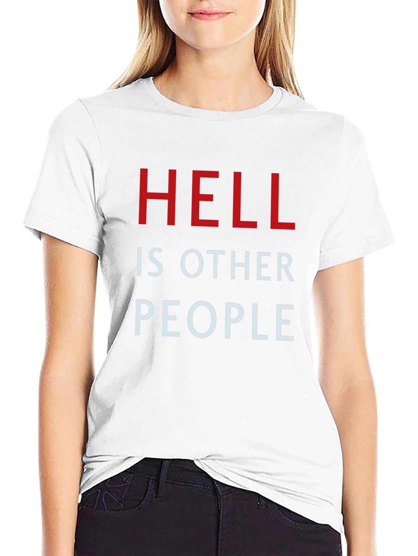 Black Hell is Other People Graphic Tee - Black view 9