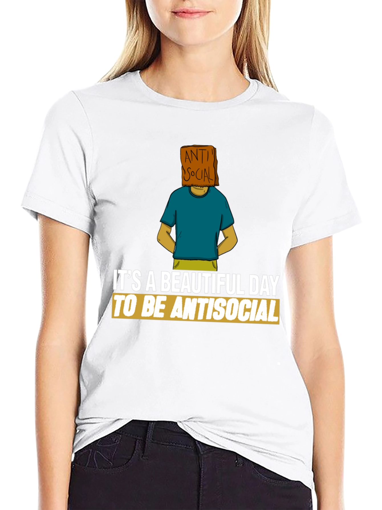 Black Antisocial T-Shirt - Funny Graphic Tee view 9