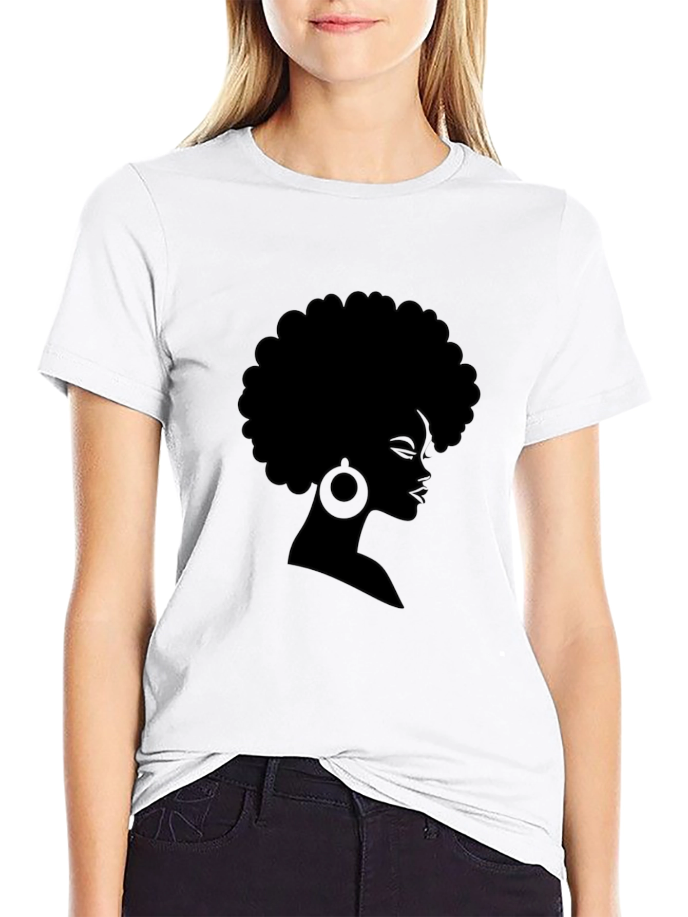 Black Afro Woman Silhouette T-Shirt - 9