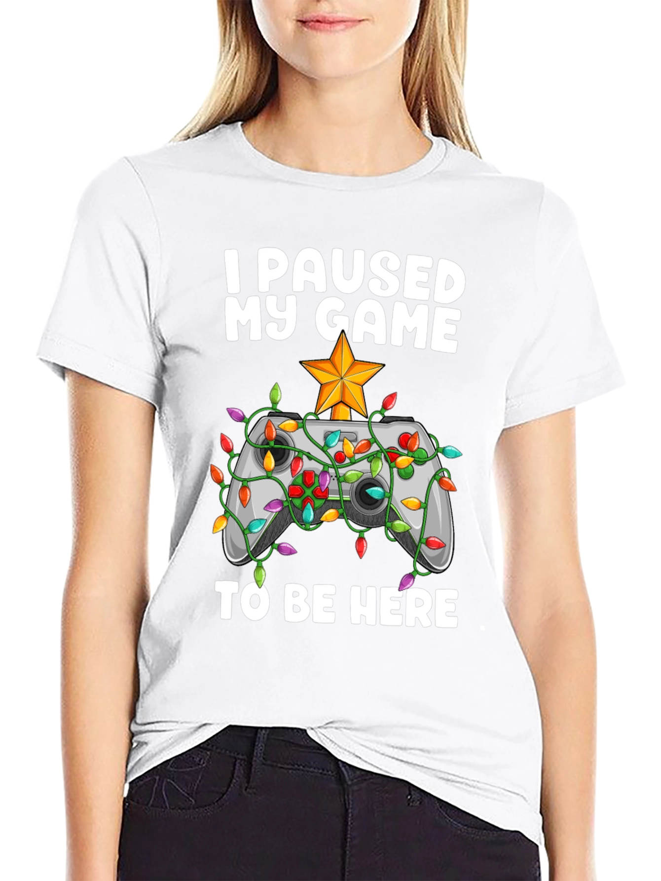 Black I Paused My Game To Be Here Gamer Holiday T-Shirt view 9