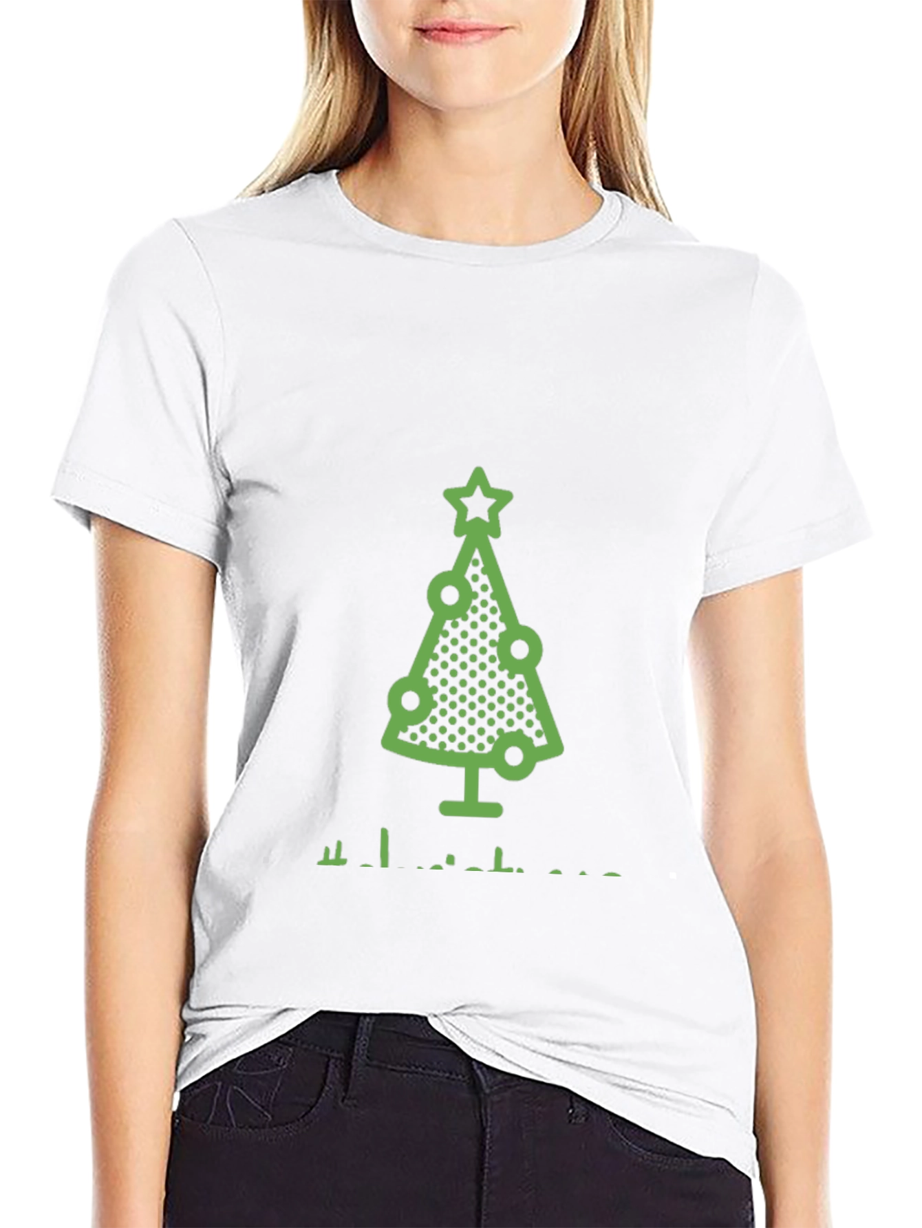 Black Festive Christmas Tree Graphic Tee - Holiday Style view 9