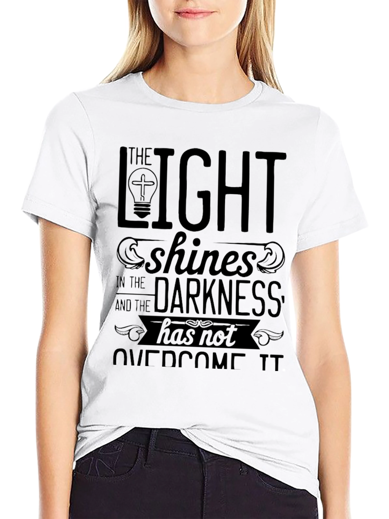 Black The Light Graphic Tee - Religious Inspired Black T-Shirt view 9