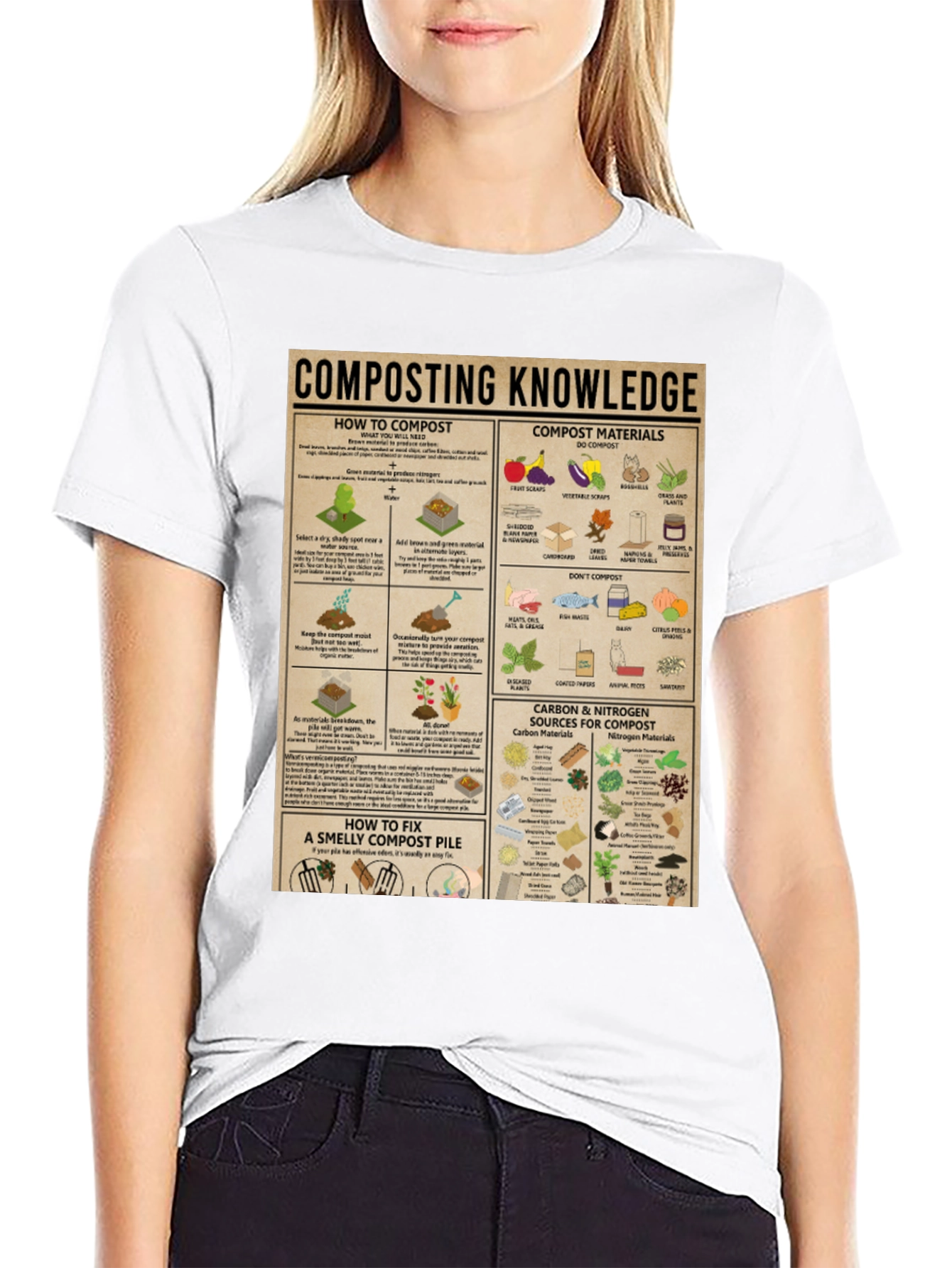Black Composting Knowledge Graphic Tee view 9