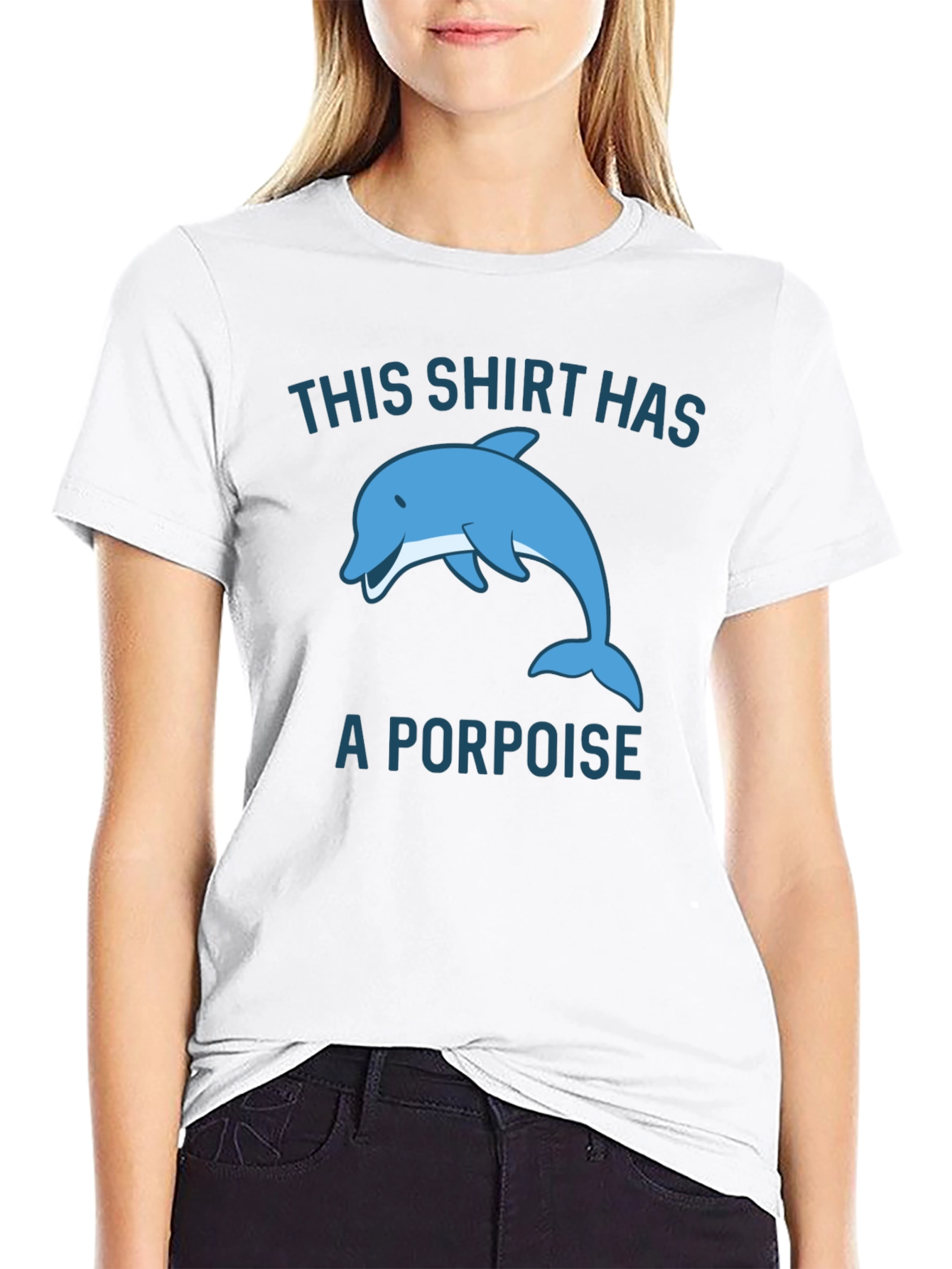 Black Funny Porpoise Graphic T-Shirt view 9
