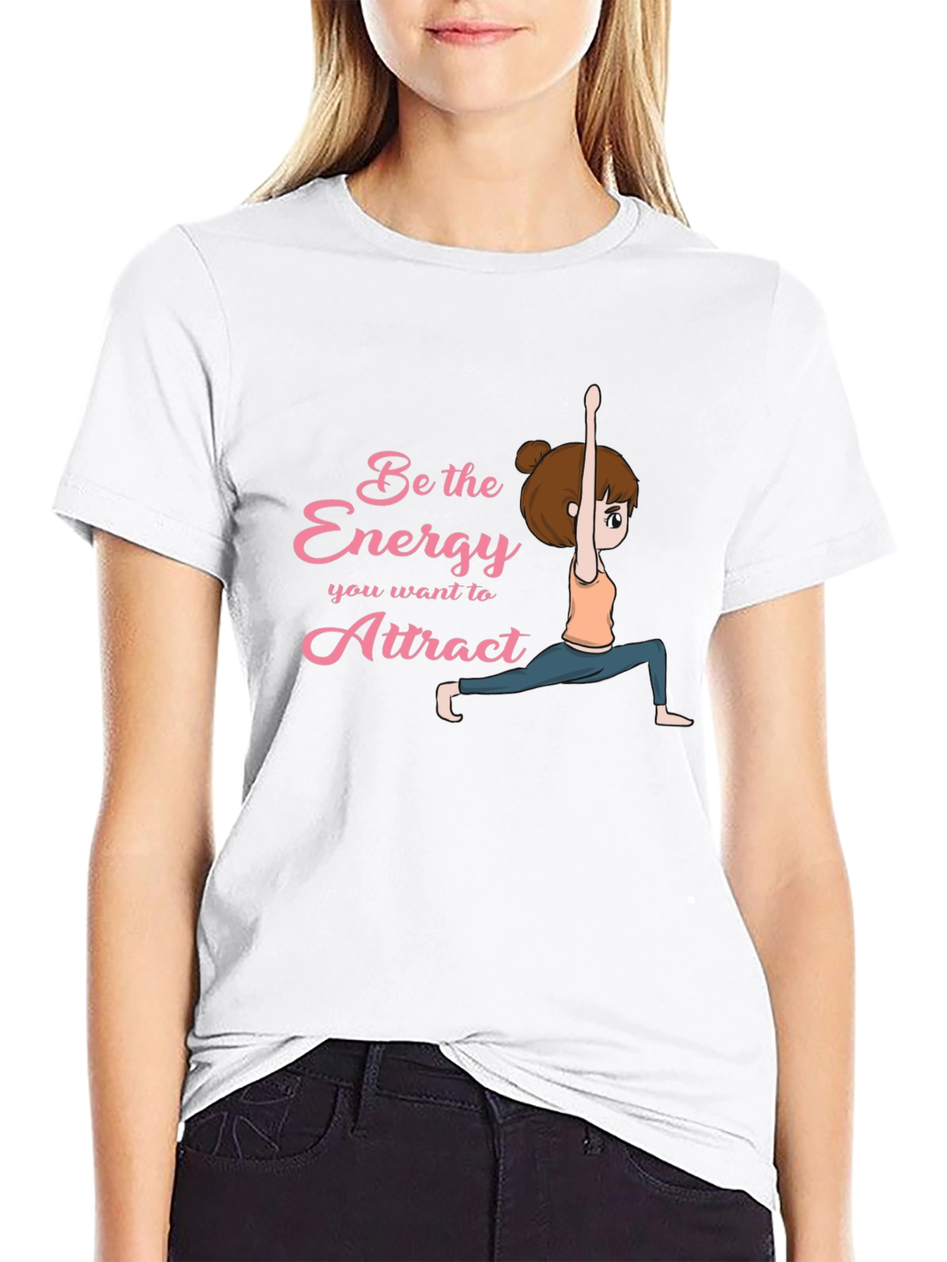 Black Yoga Energy Black T-Shirt: Be the Energy You Want to Attract view 9