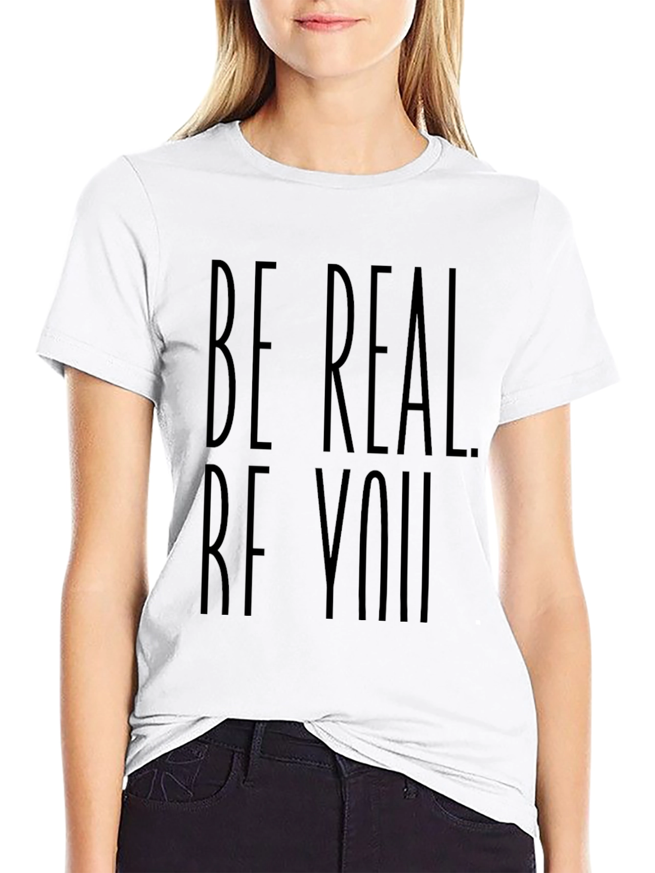 Black Be Real Be You Black Graphic Tee view 9