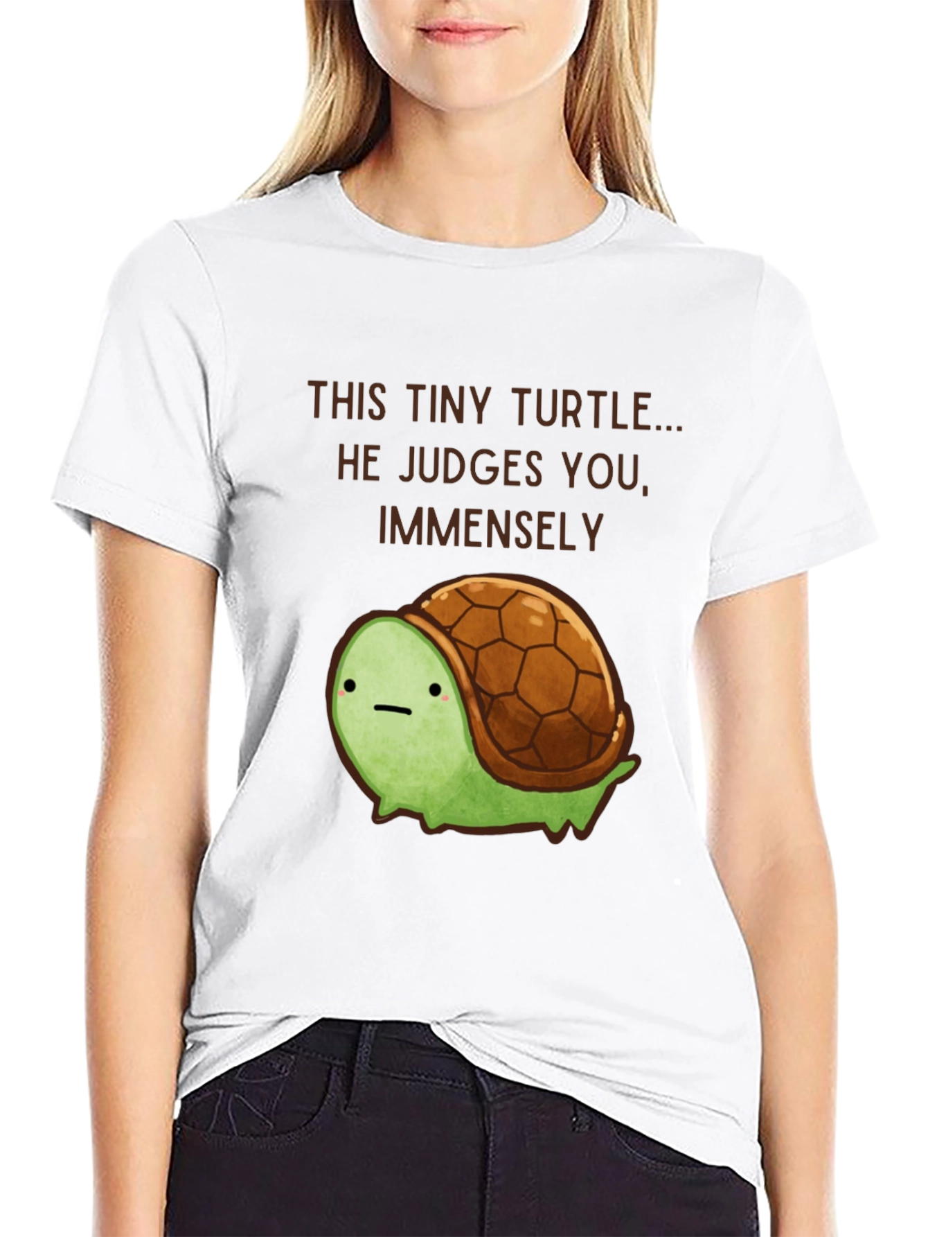 Black Tiny Turtle Judge T-Shirt - Funny Graphic Tee view 9