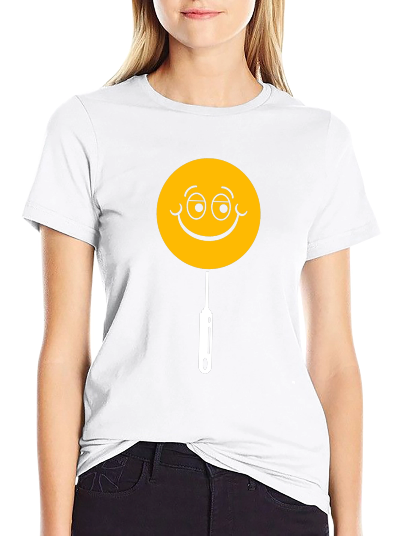 Black Whimsical Smiley Face Lollipop Graphic Tee - Black view 9