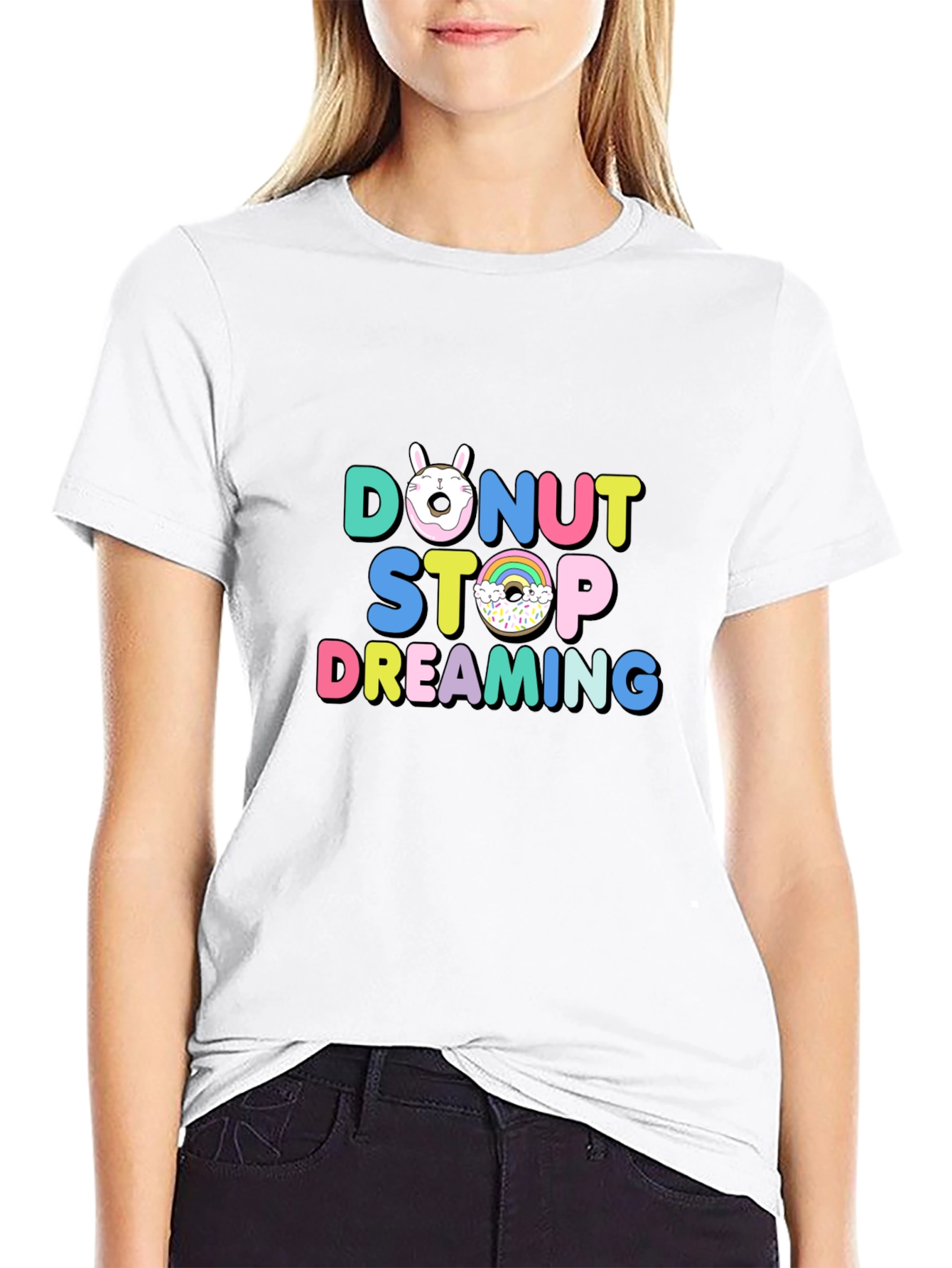Black Donut Stop Dreaming Graphic T-Shirt view 9