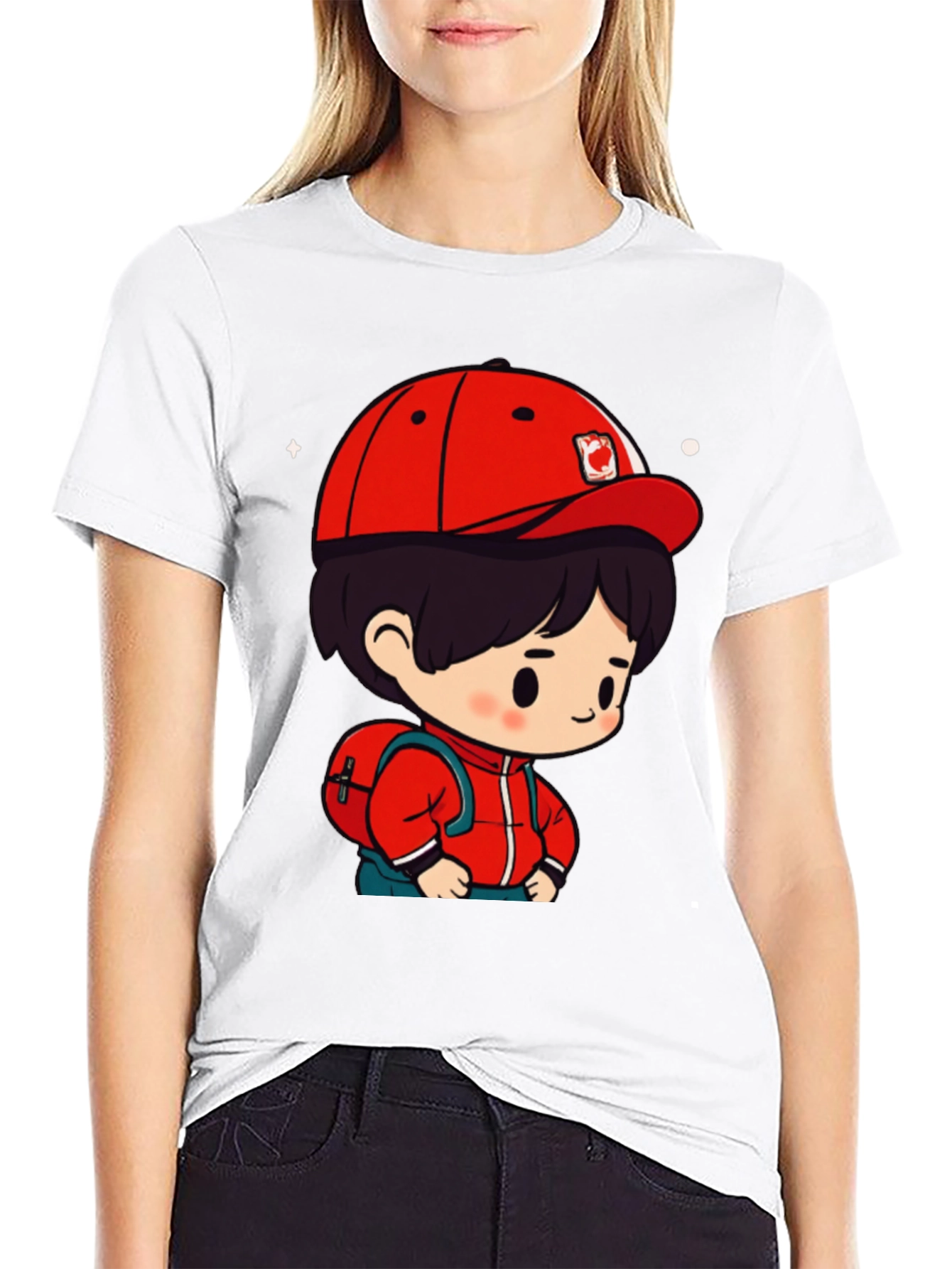 Black Cartoon Boy Black T-Shirt view 9