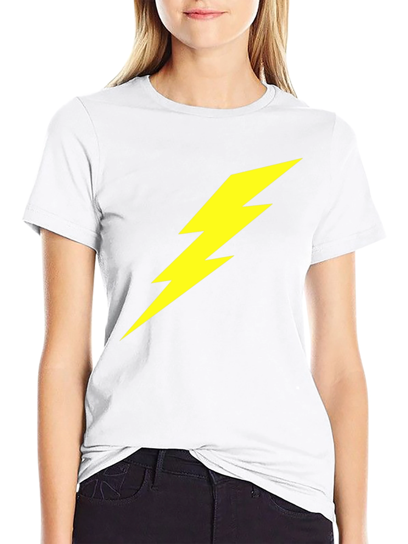 Black Lightning Bolt Graphic Tee - Bold Black T-Shirt view 9