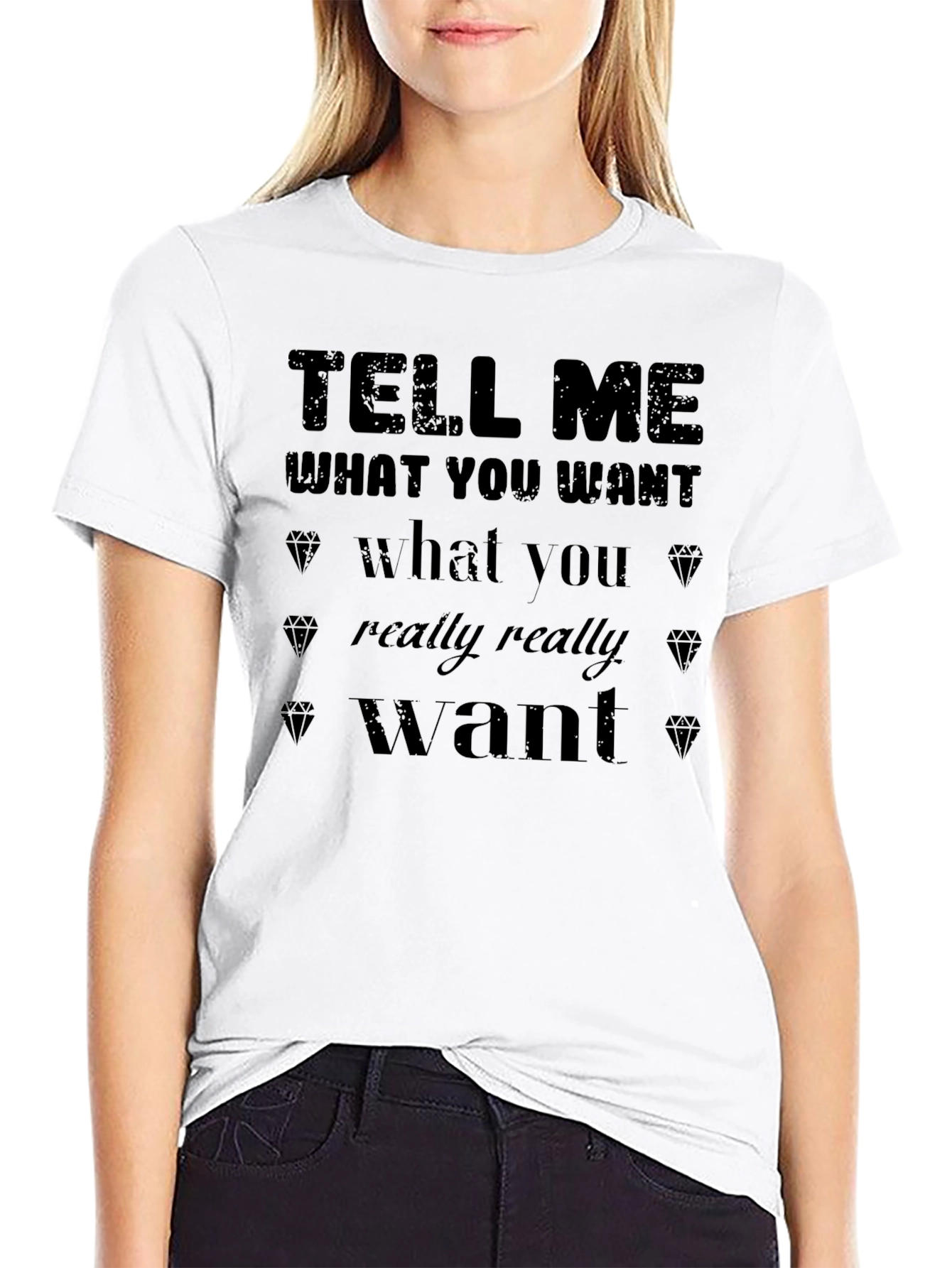 Black Tell Me What You Want Graphic T-Shirt view 9