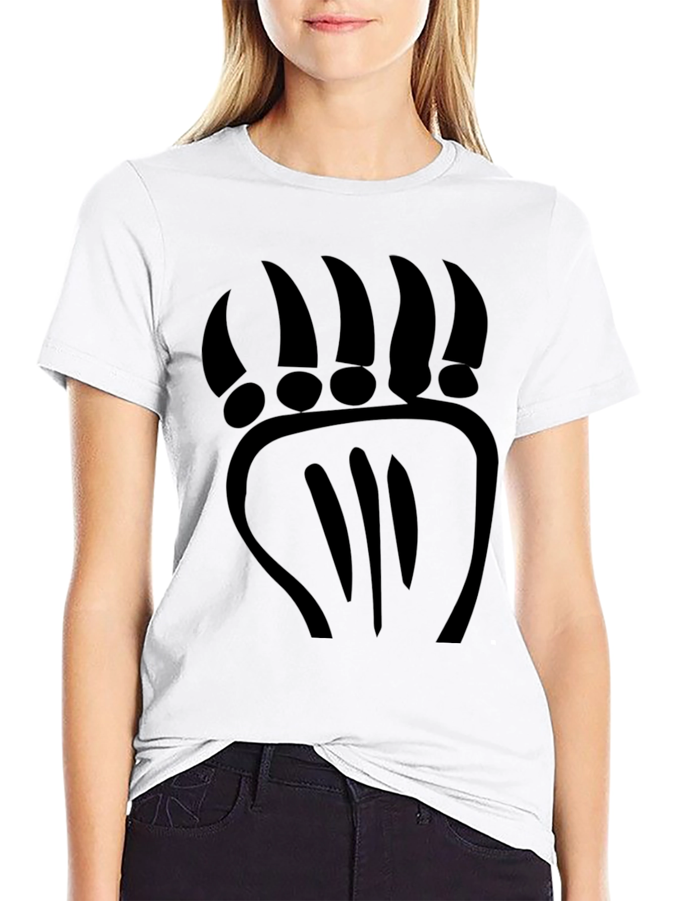 Black Black Bear Paw Print T-Shirt - Casual Comfort view 9