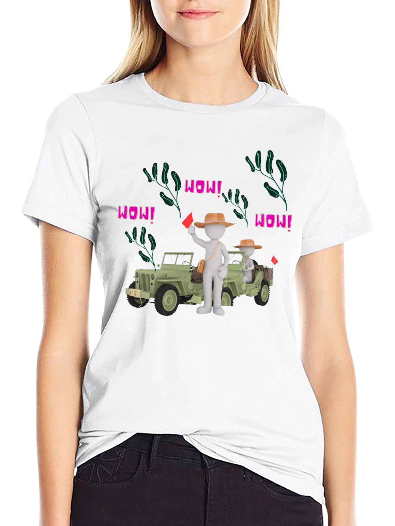 Black Cartoon Style Jeep Adventure Black T-Shirt view 9