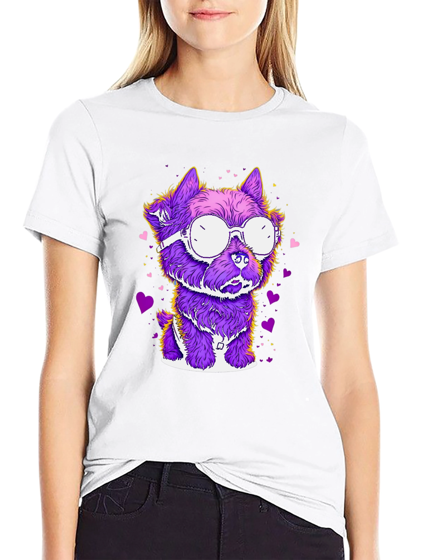 Black Dog with Glasses T-Shirt - Cool Canine Style view 9