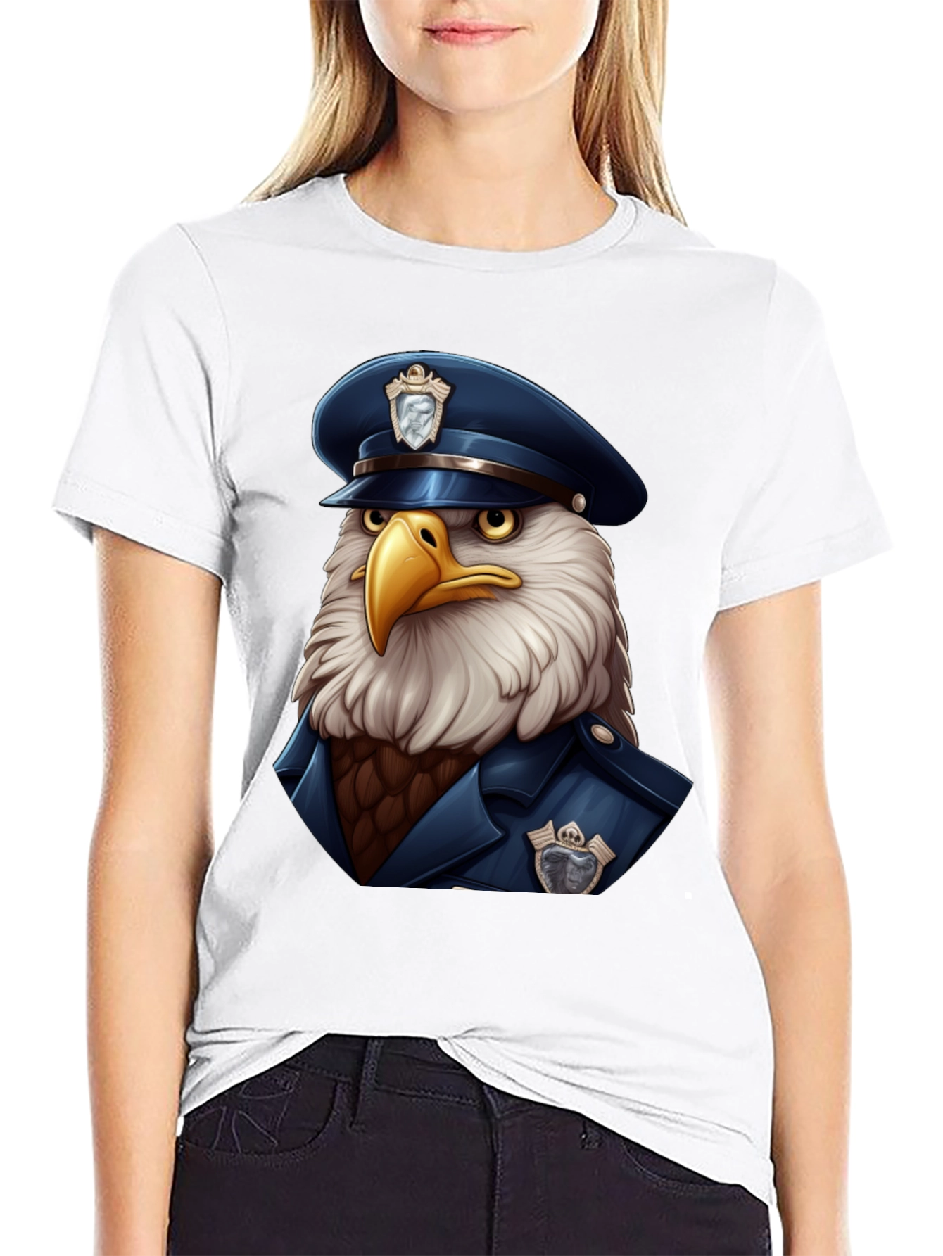 Black Eagle Police Cartoon T-Shirt view 9