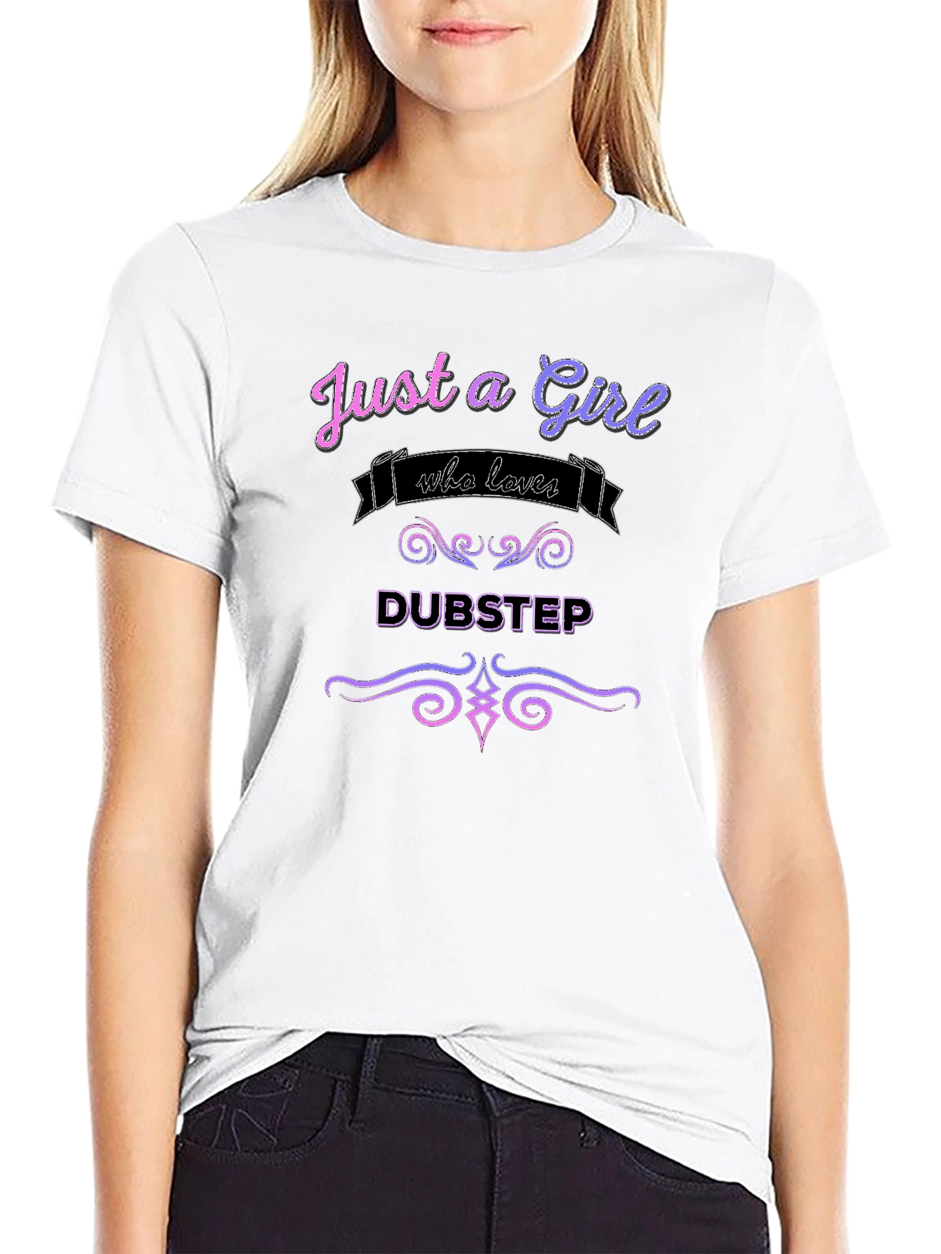 Black Just a Girl Who Loves Dubstep Graphic Tee view 9