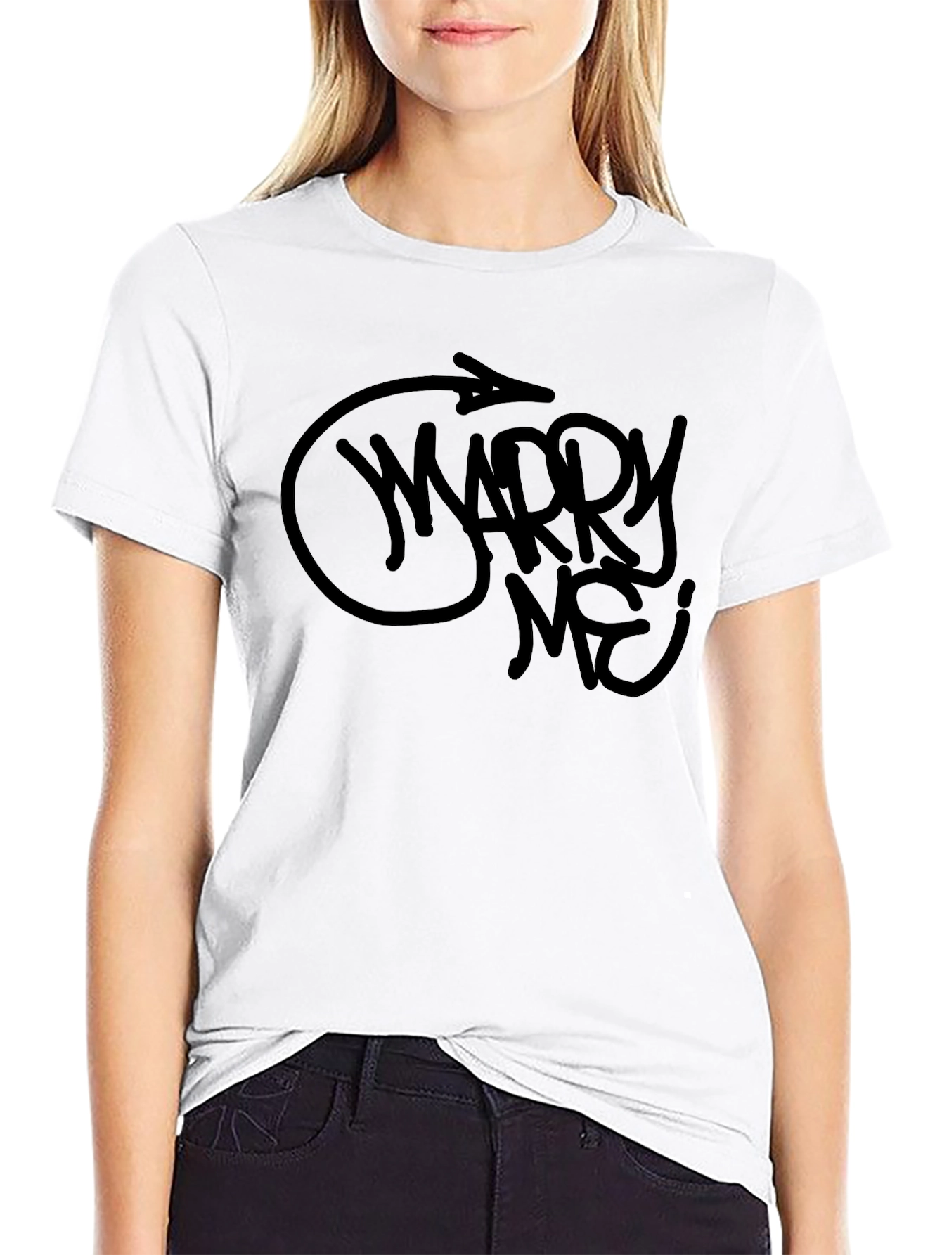 Black Marry Me? Graphic Tee - Men's Black T-Shirt view 9