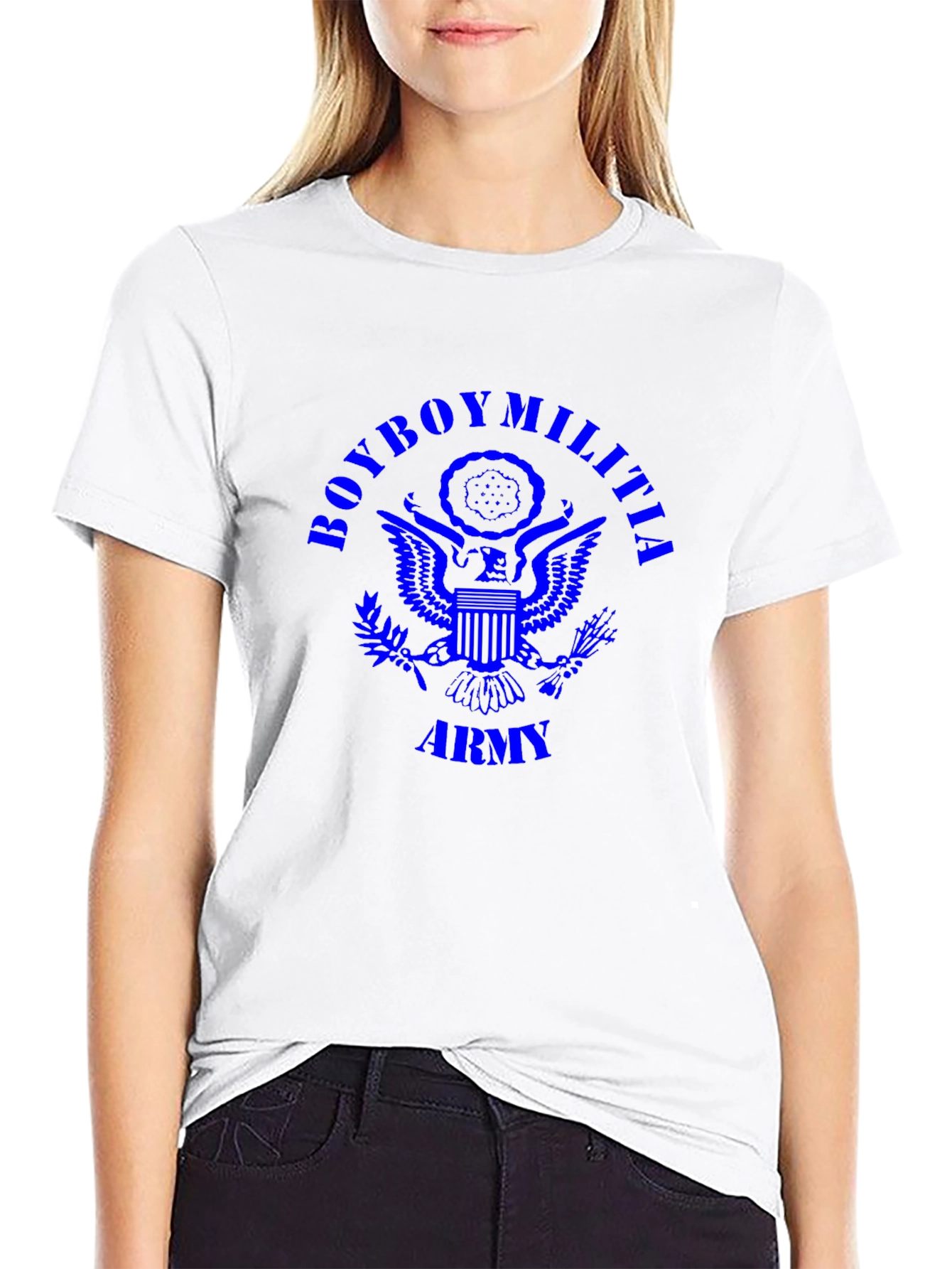 Black BoyBoy Militia Army T-Shirt - Blue Print view 9