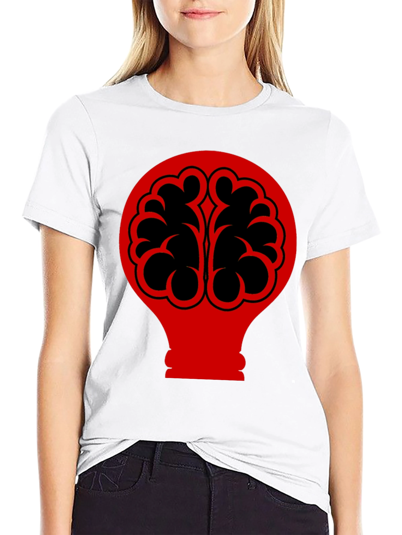 Black Brain Bulb Graphic Tee - Black Cotton T-Shirt view 9