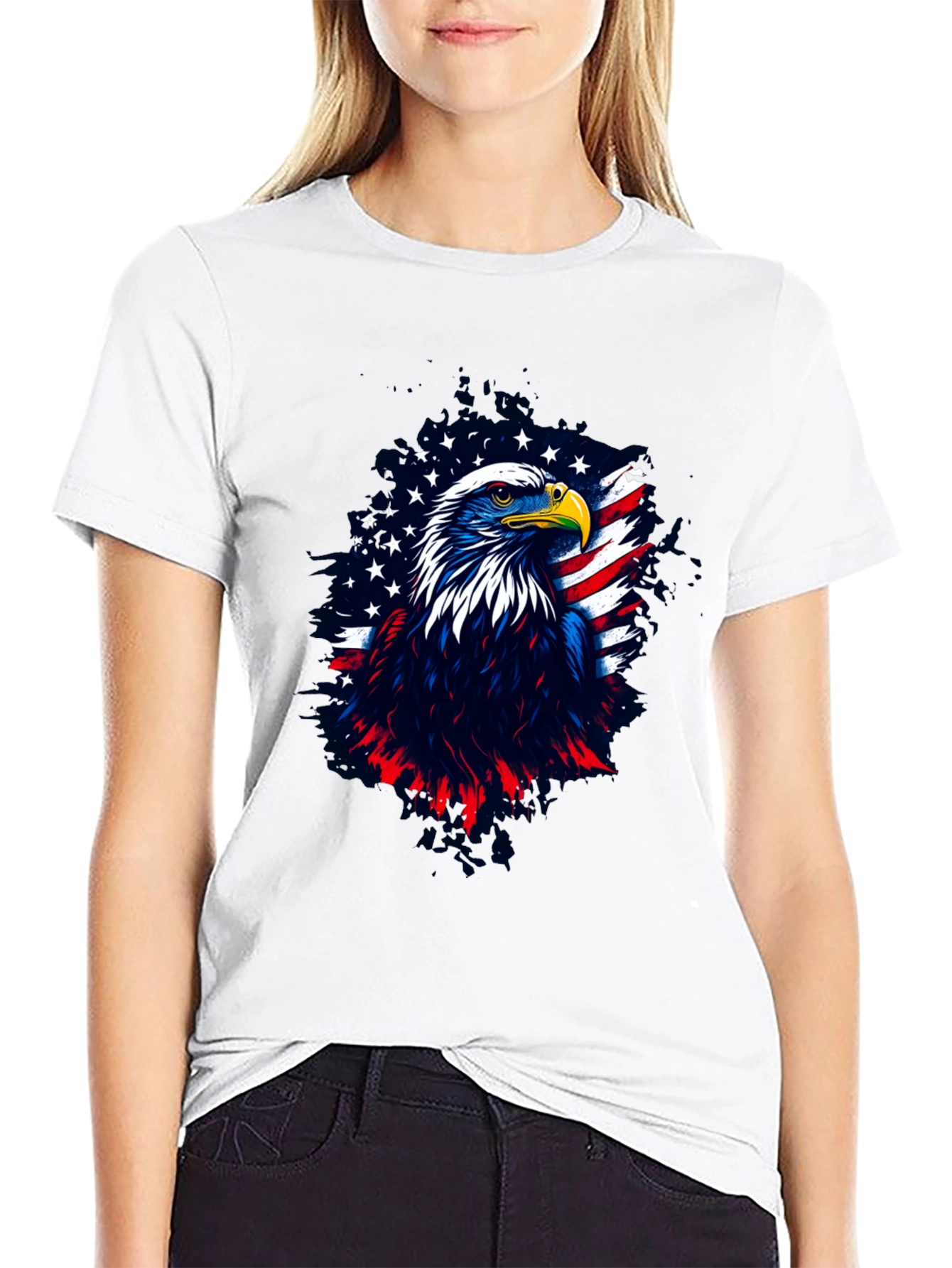 Black Patriotic Eagle Graphic Tee - Men's Black T-Shirt view 9