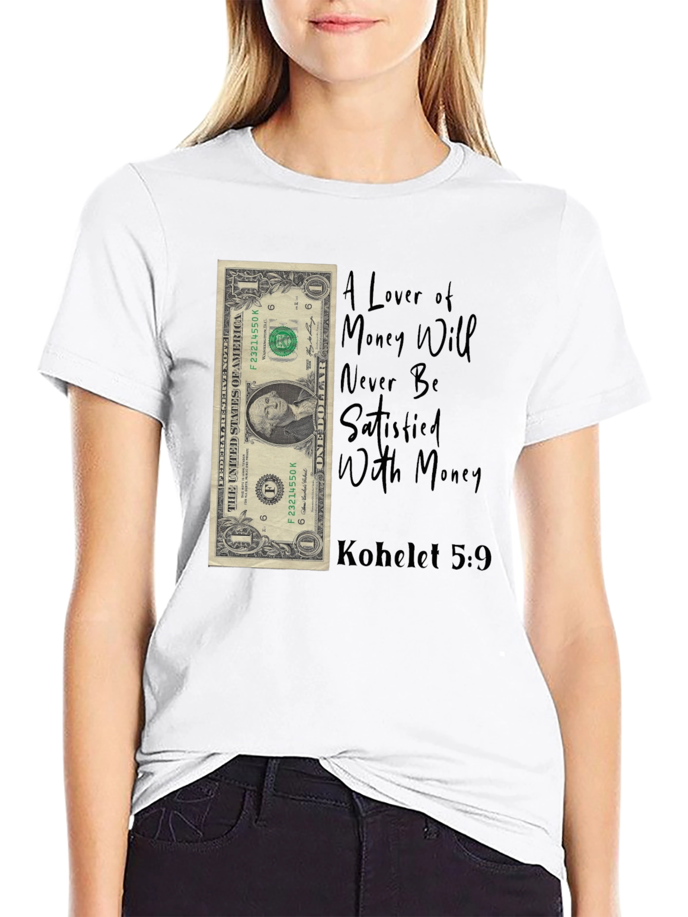 Black Money Lover T-Shirt - Kohelet 5:9 - Unisex view 9