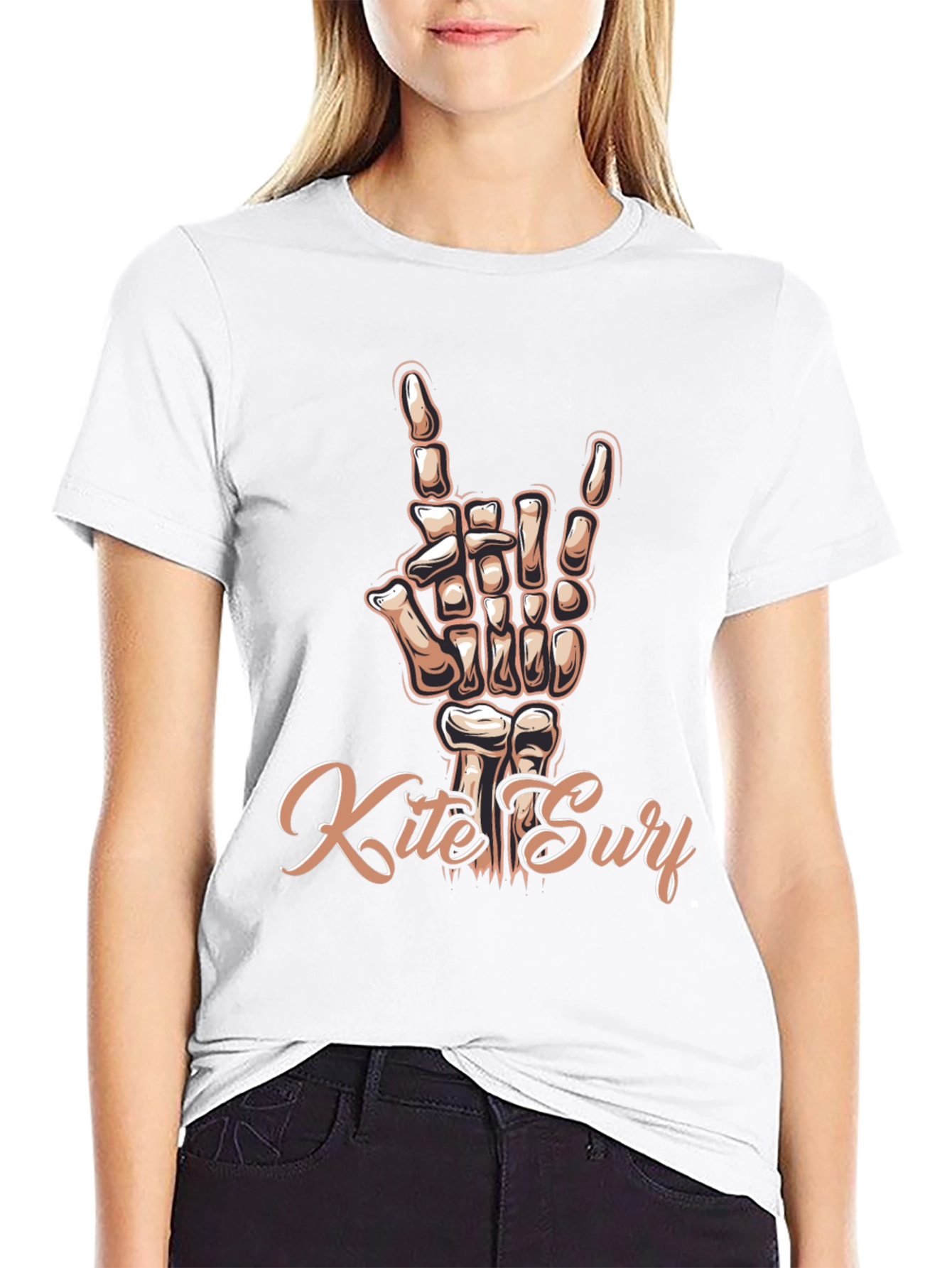 Black Kite Surf Skeleton Hand T-Shirt - Rock On! view 9
