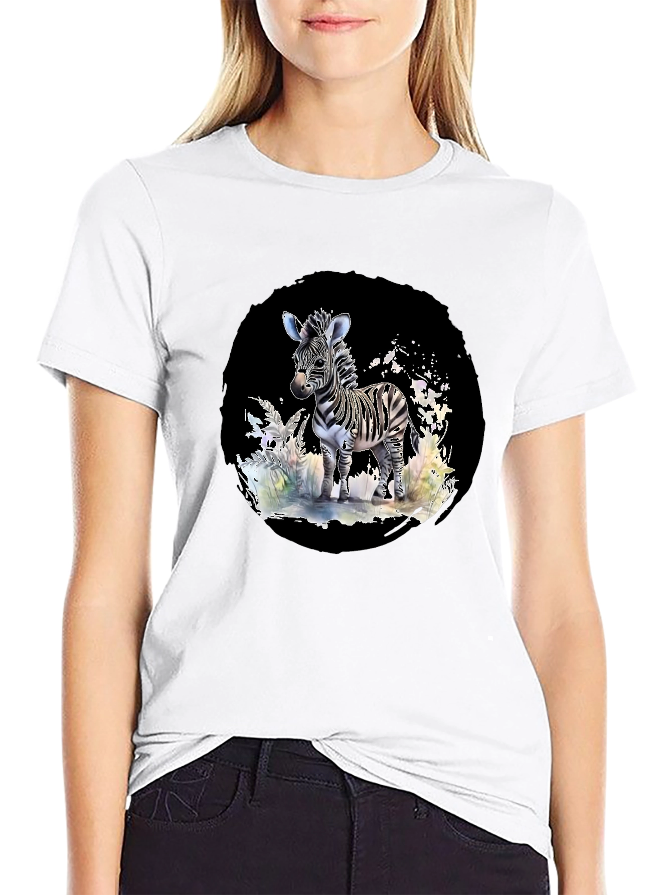 Black Zebra Graphic Tee - Stylish Black T-Shirt view 9