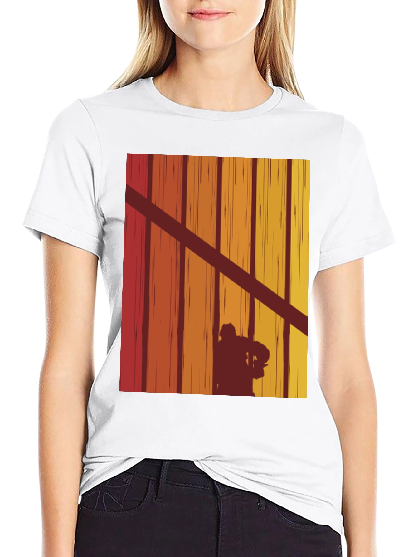 Black Retro Hockey Player Silhouette T-Shirt view 9