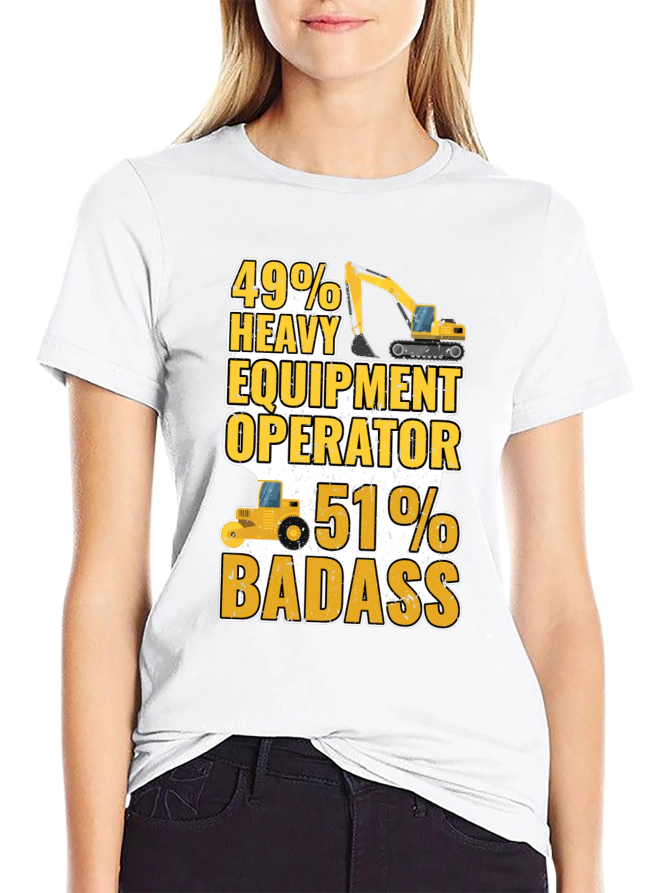 Black Heavy Equipment Operator Badass T-Shirt view 9